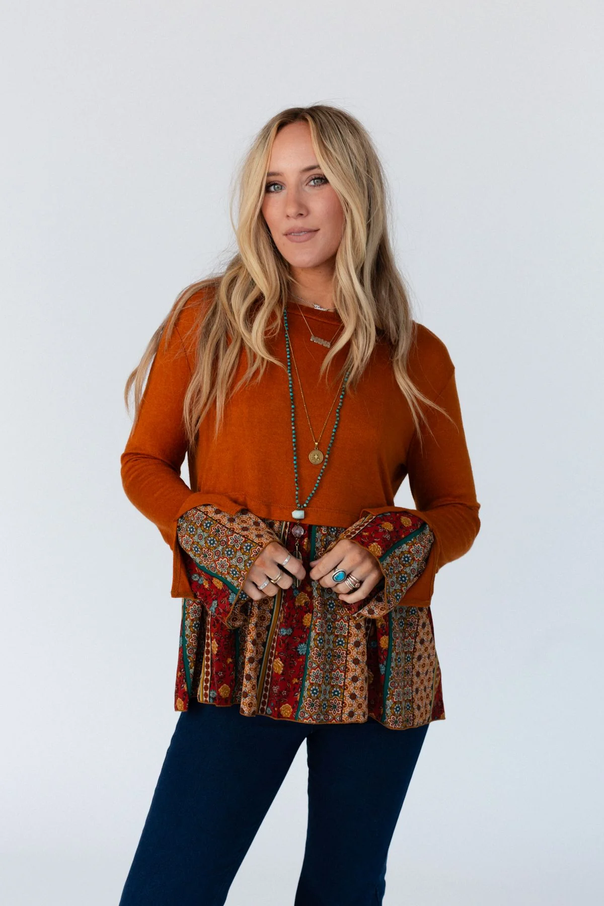 Crisp Sunny Day Bell Sleeve Top - Rust - Image 5