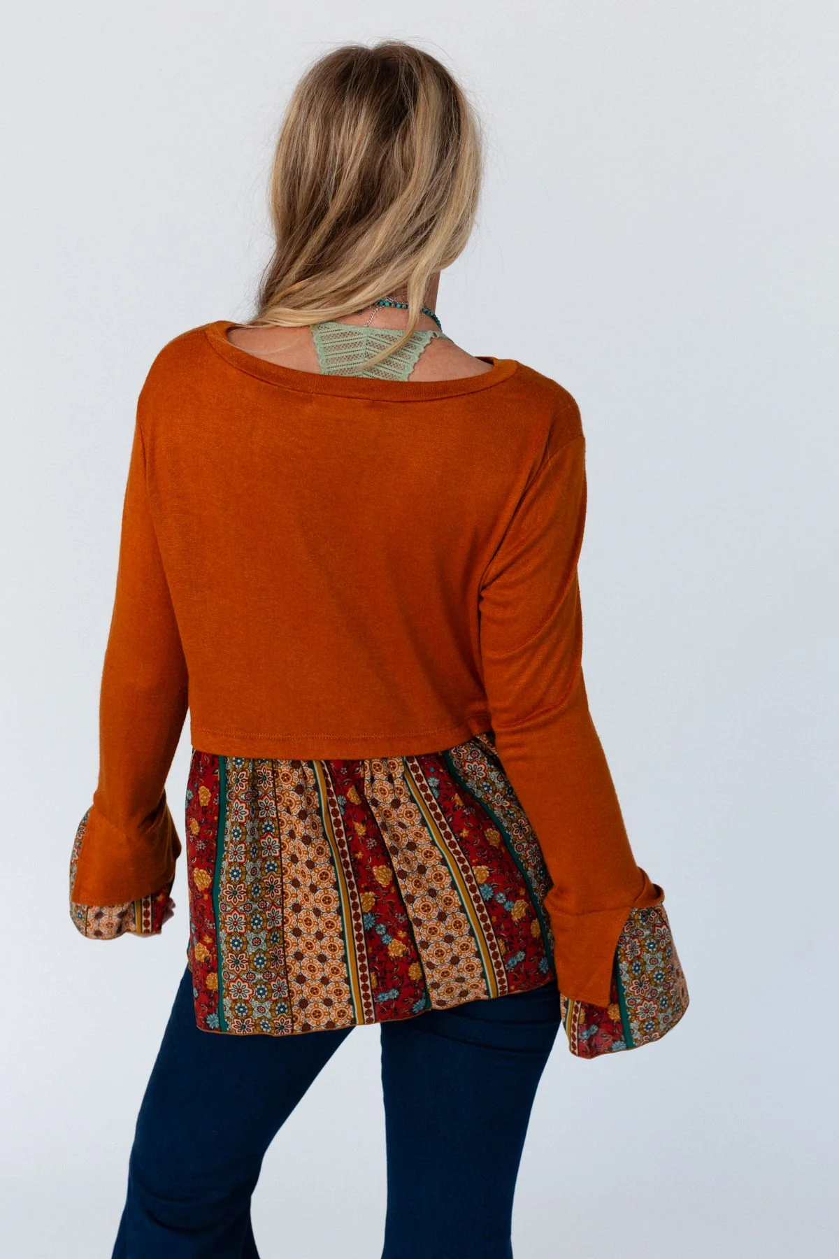 Crisp Sunny Day Bell Sleeve Top - Rust - Image 6