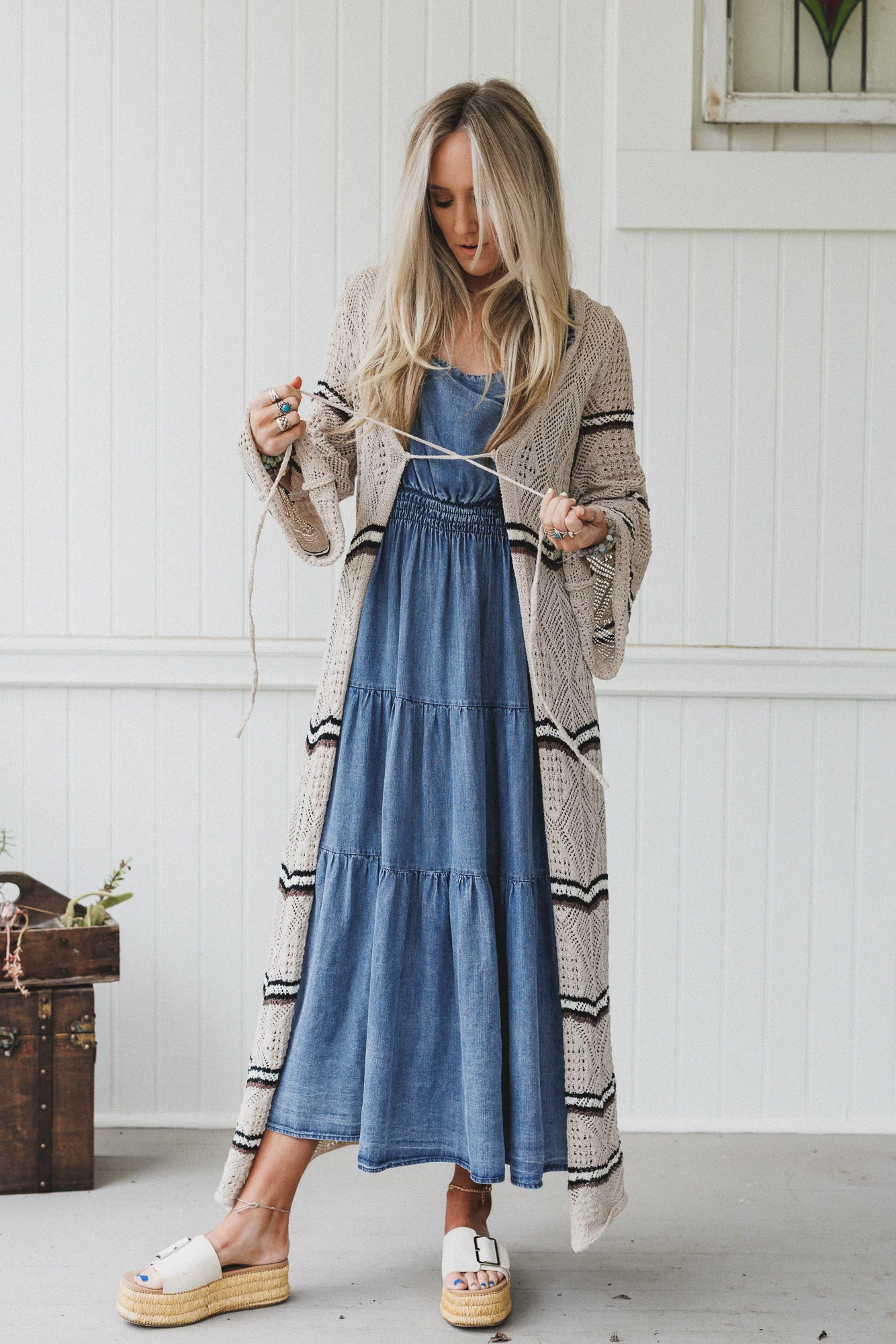 Crochet Breeze Cardigan Duster - Oatmeal