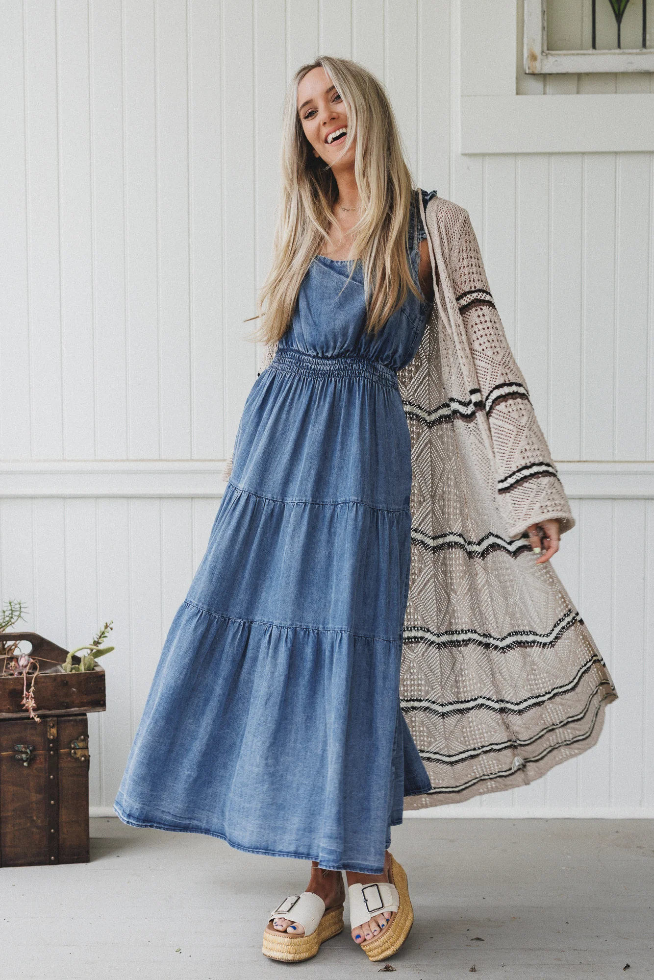 Crochet Breeze Cardigan Duster - Oatmeal - Image 6
