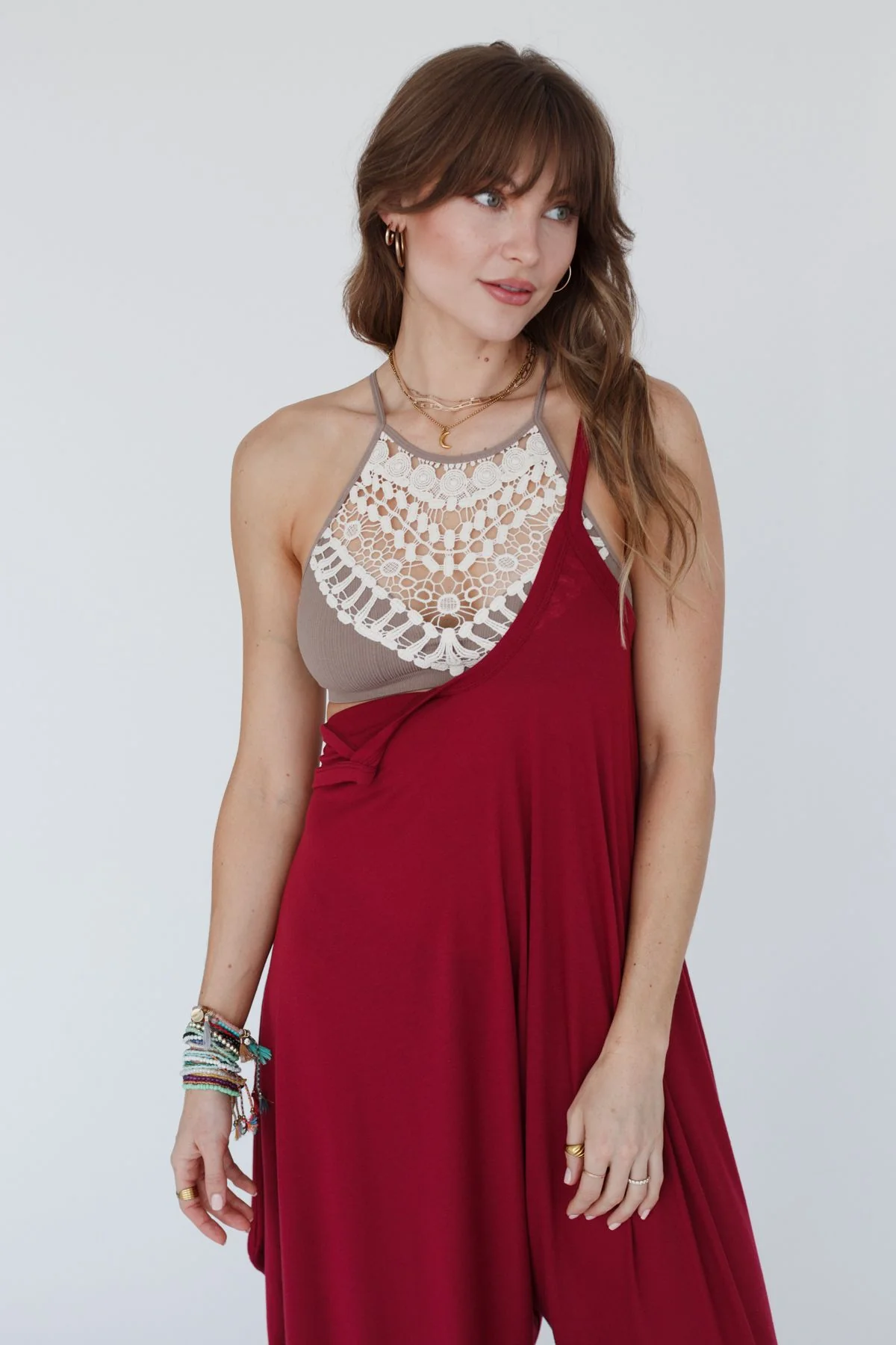 Crochet High Neck Bralette - Mocha - Image 7
