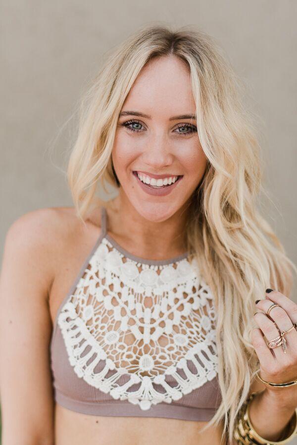 Crochet High Neck Bralette - Mocha - Image 9