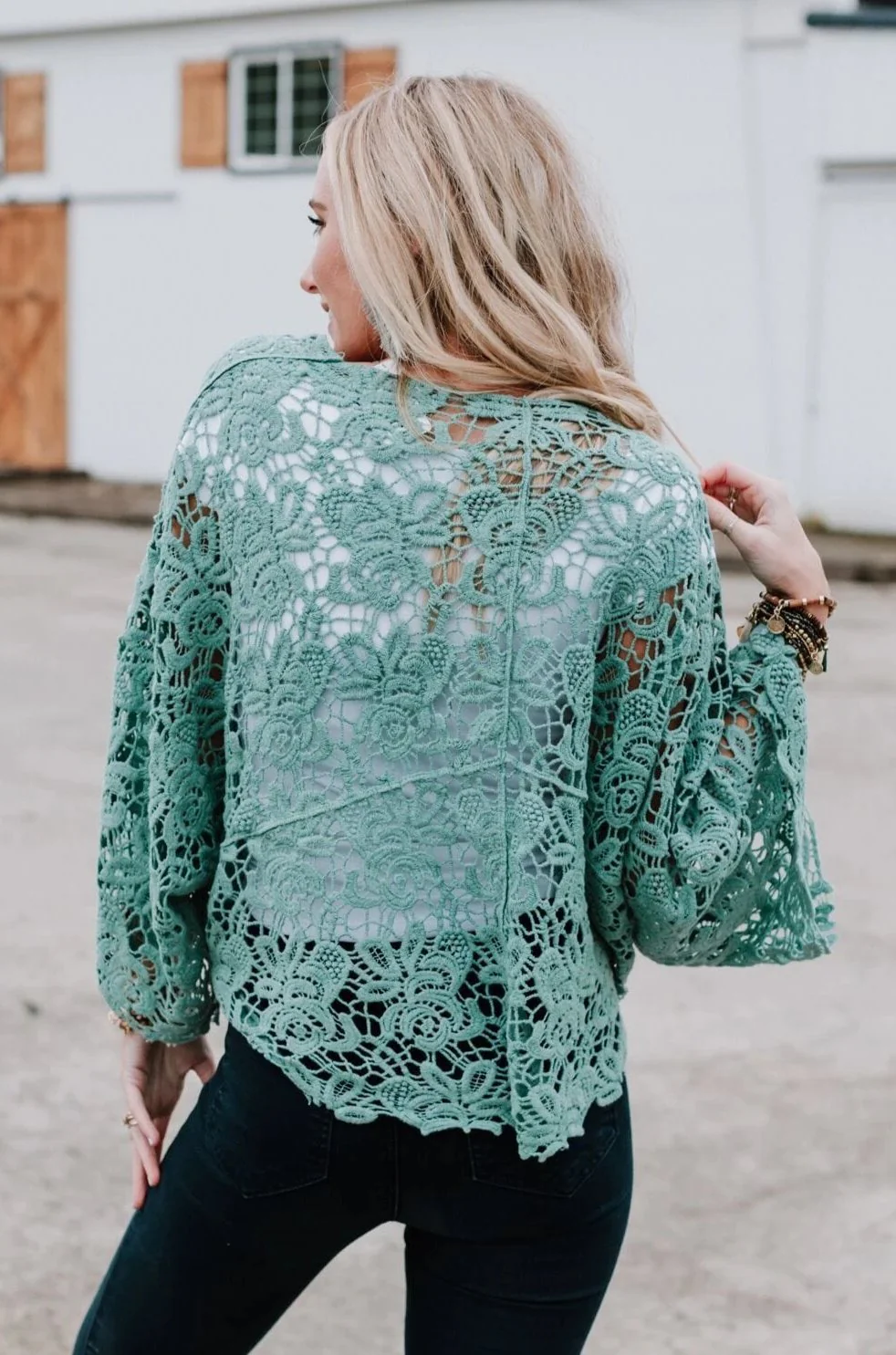 Crochet Petal Kimono Wrap - Mint - Image 4