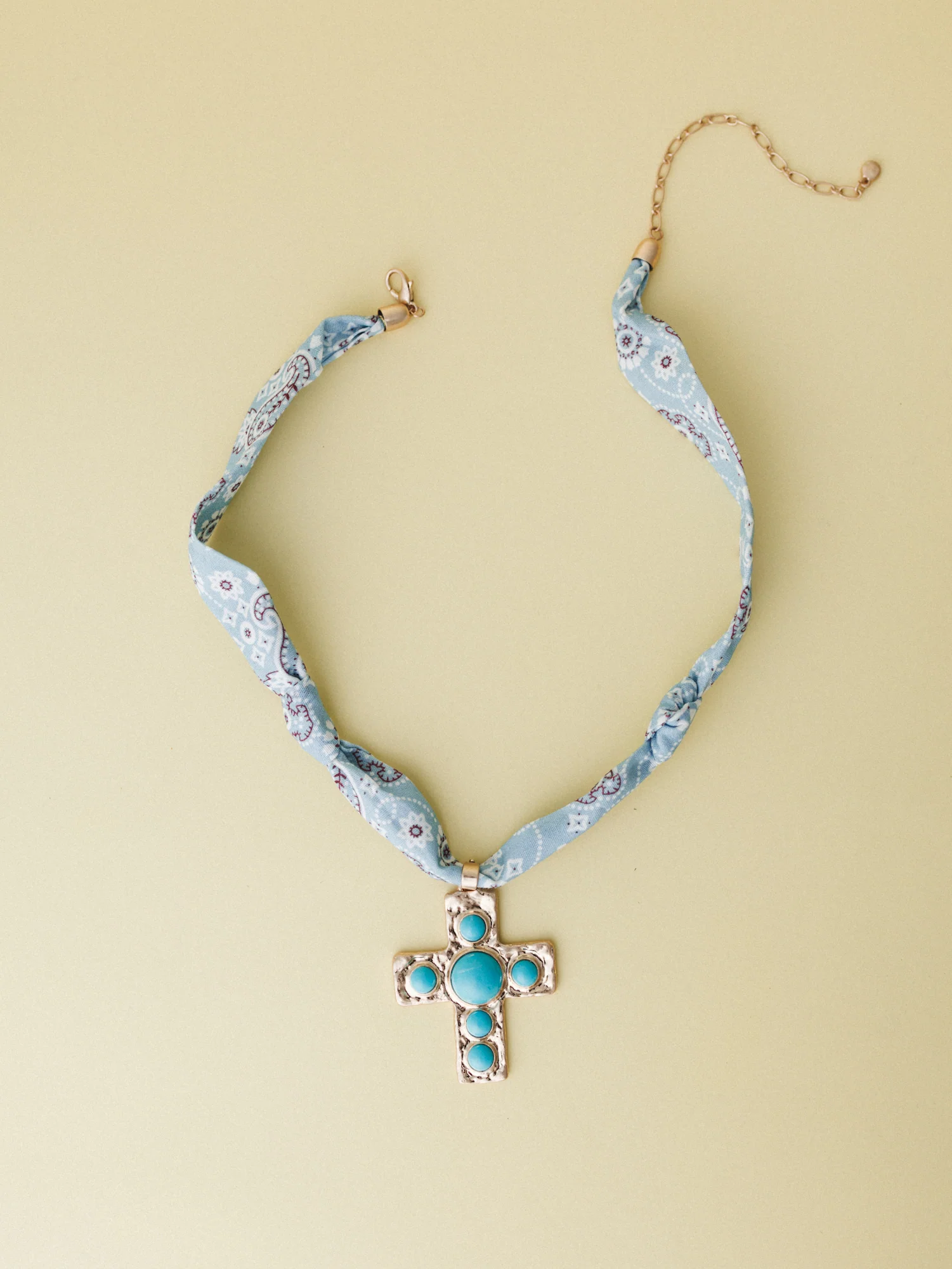 Cross Bandana Necklace - Blue