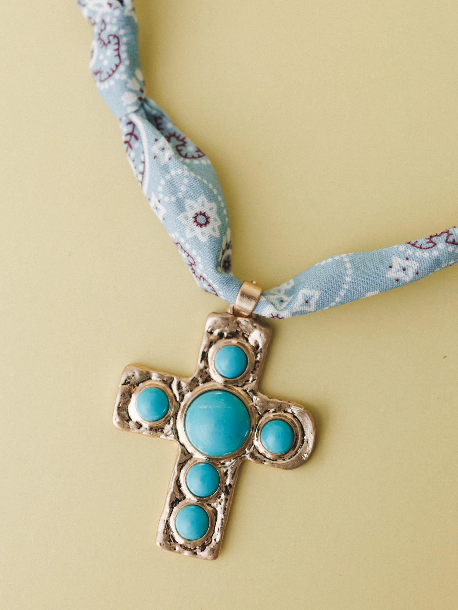 Cross Bandana Necklace - Blue - Image 3