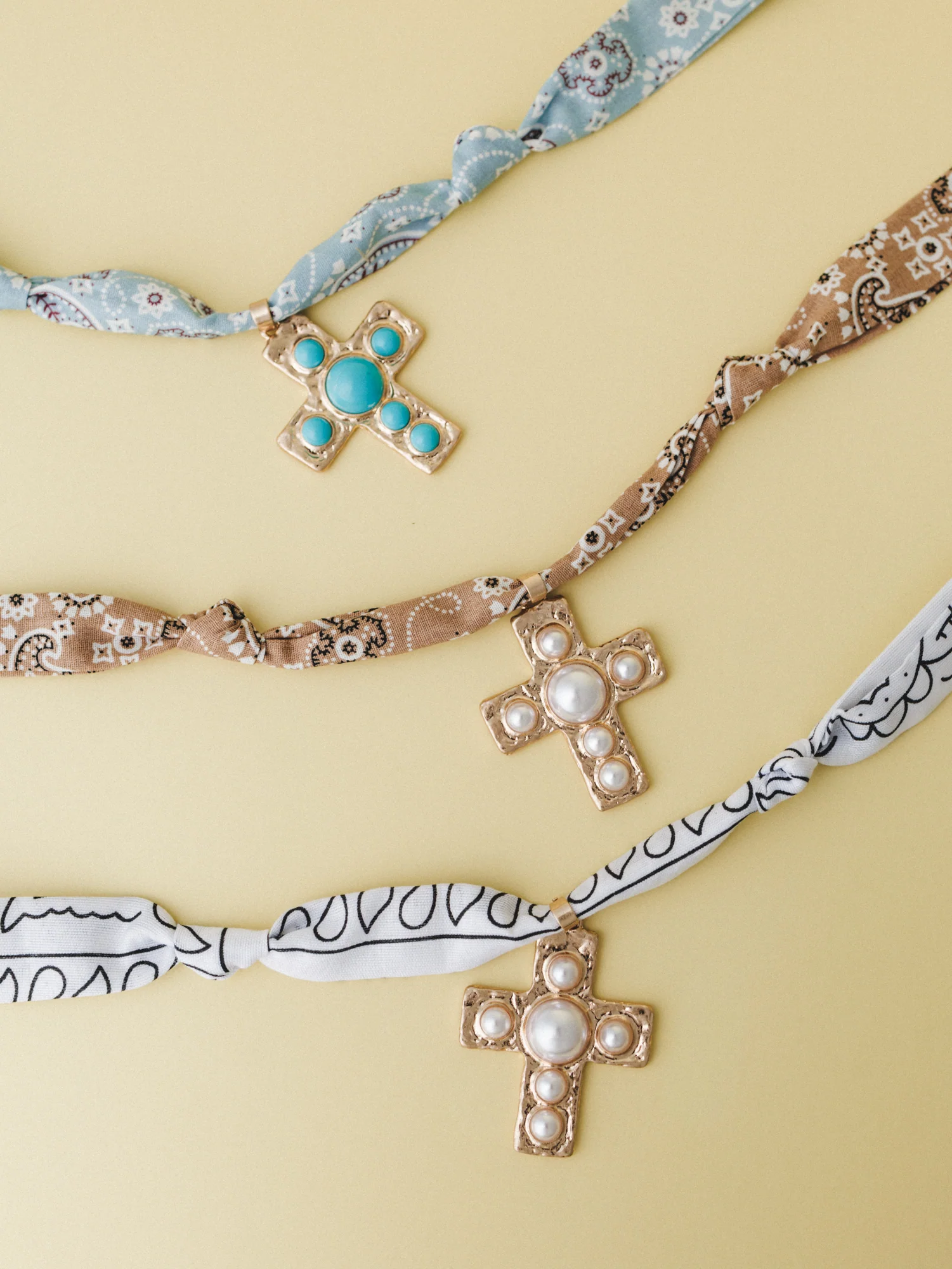 Cross Bandana Necklace - Blue - Image 4