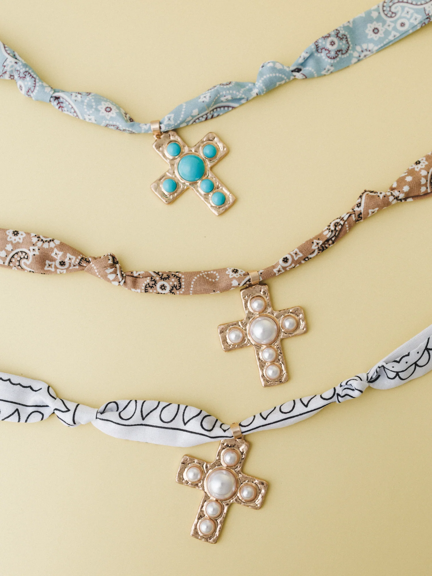 Cross Bandana Necklace - Brown - Image 3