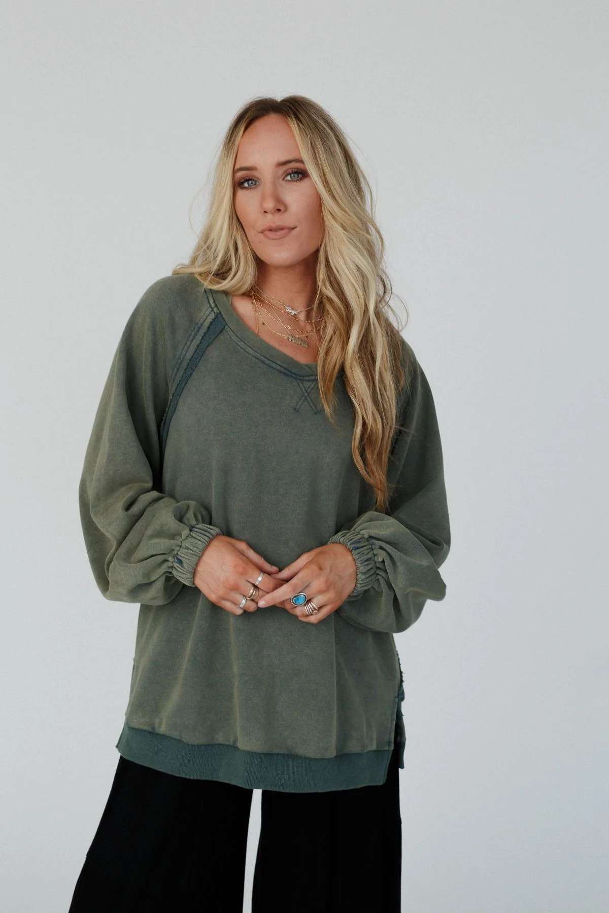 Crossed Paths Sweatshirt - Olive - Image 3