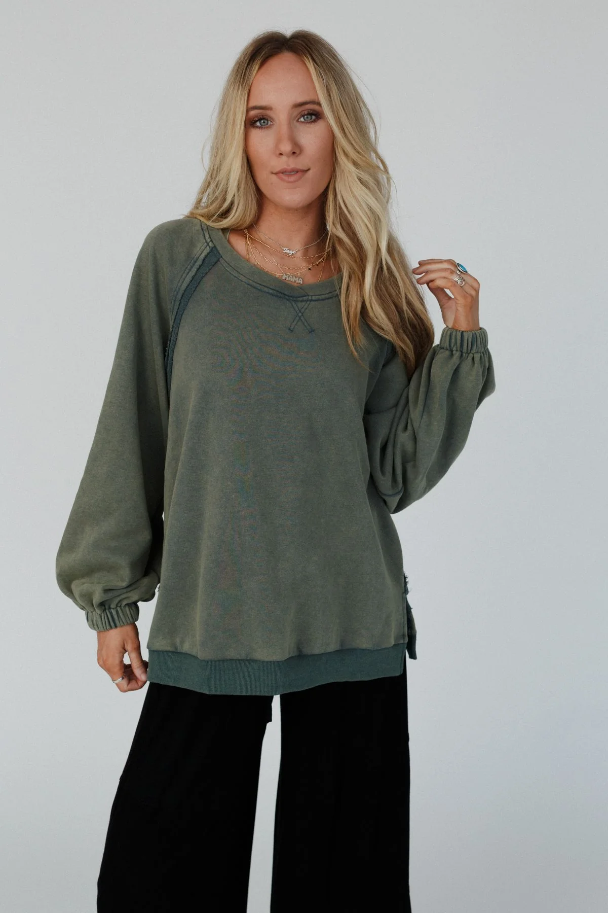 Crossed Paths Sweatshirt - Olive - Image 4