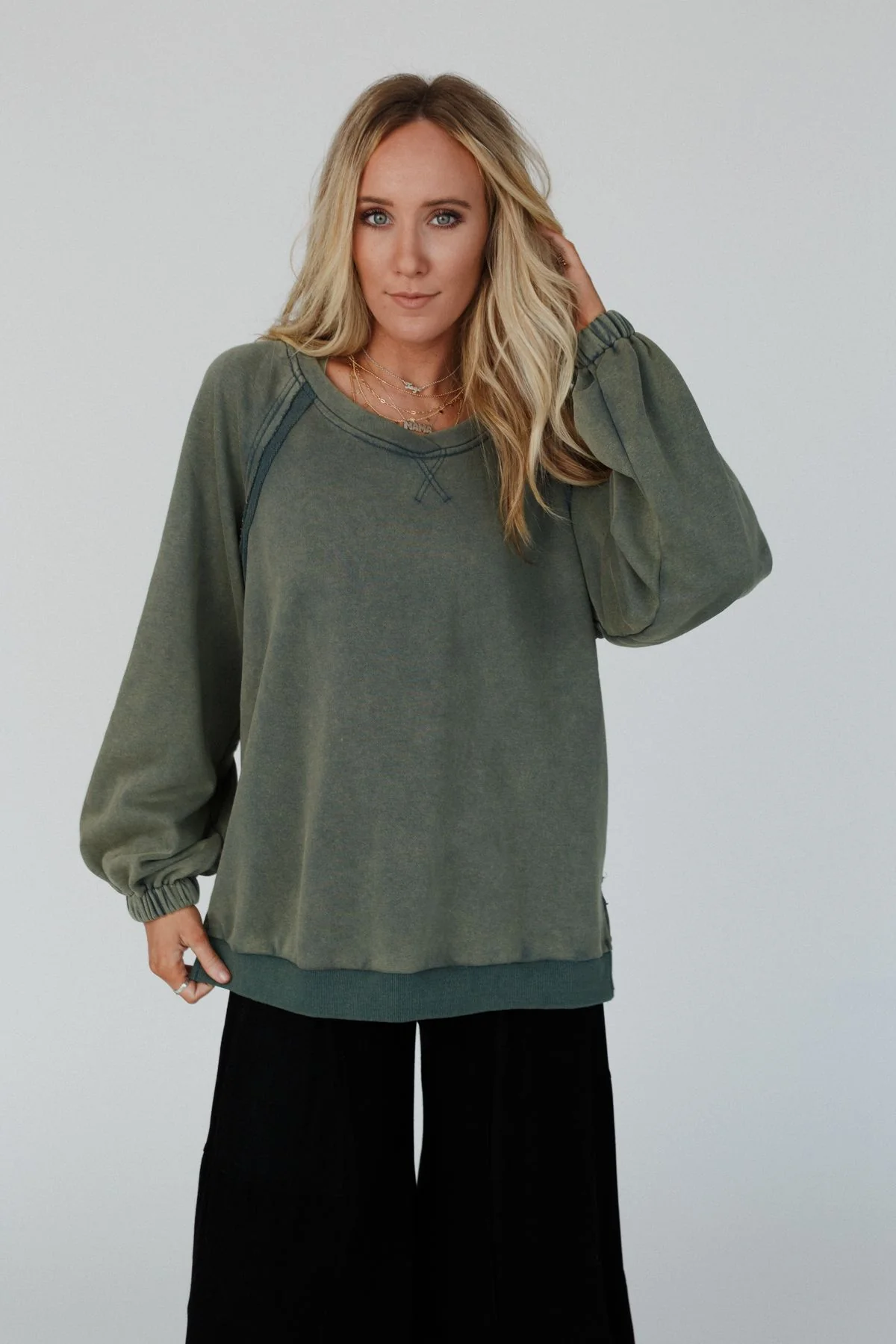 Crossed Paths Sweatshirt - Olive - Image 5