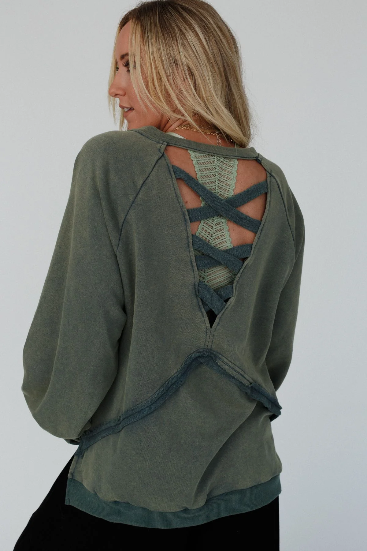 Crossed Paths Sweatshirt - Olive - Image 6
