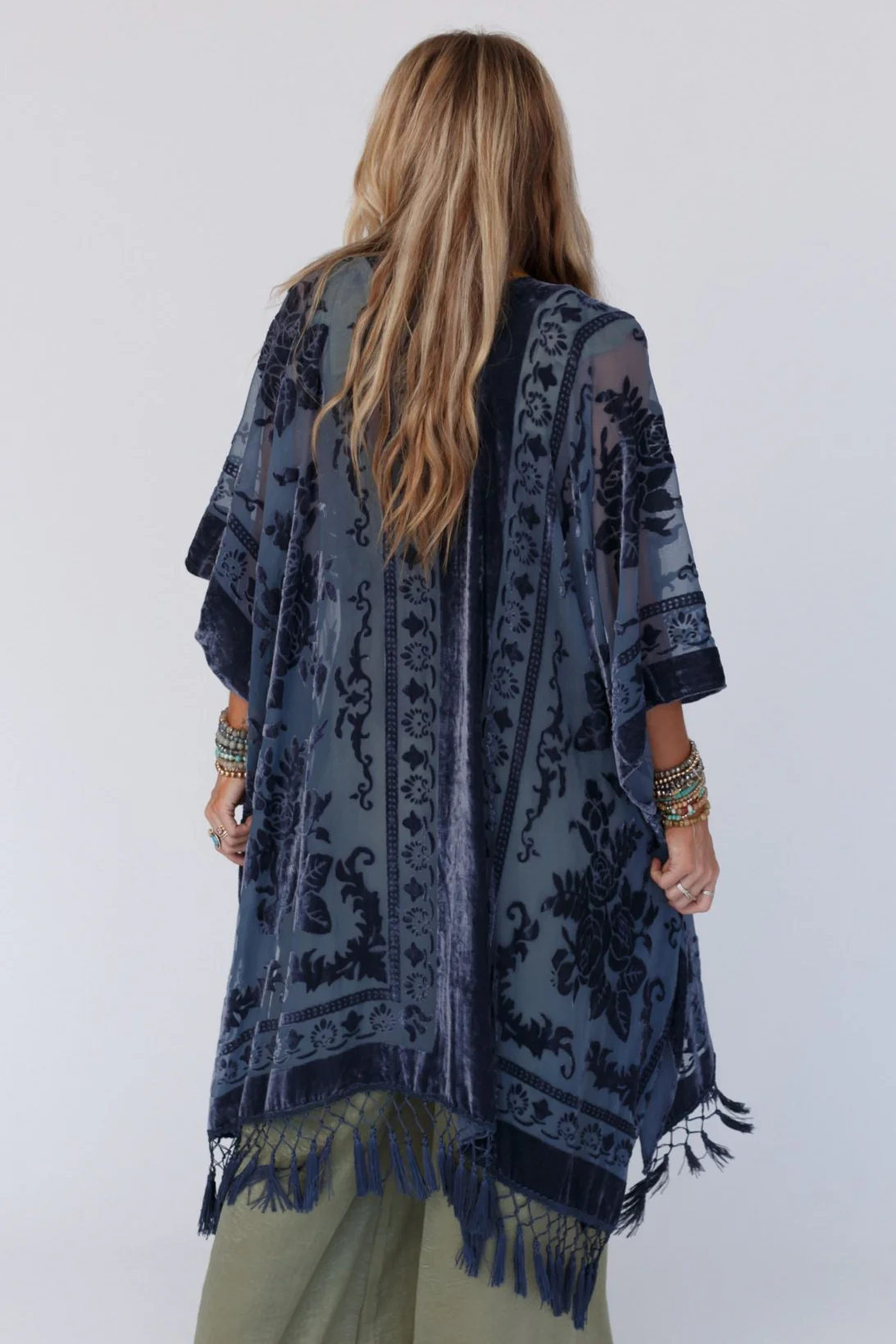 Crushin' On You Velvet Kimono - Navy Blue - Image 6