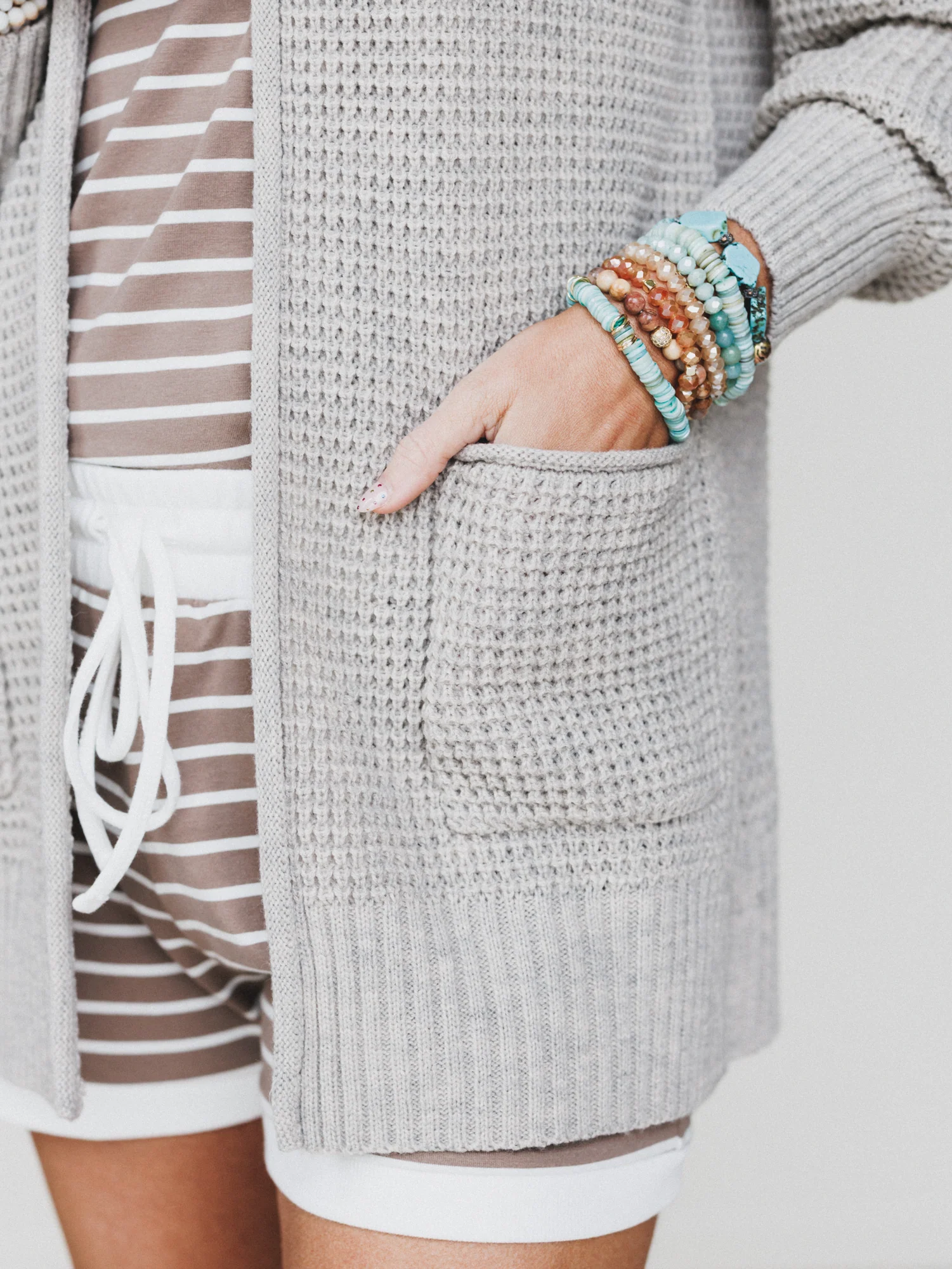 Cuddle Ready Cardigan - Heather Beige - Image 3