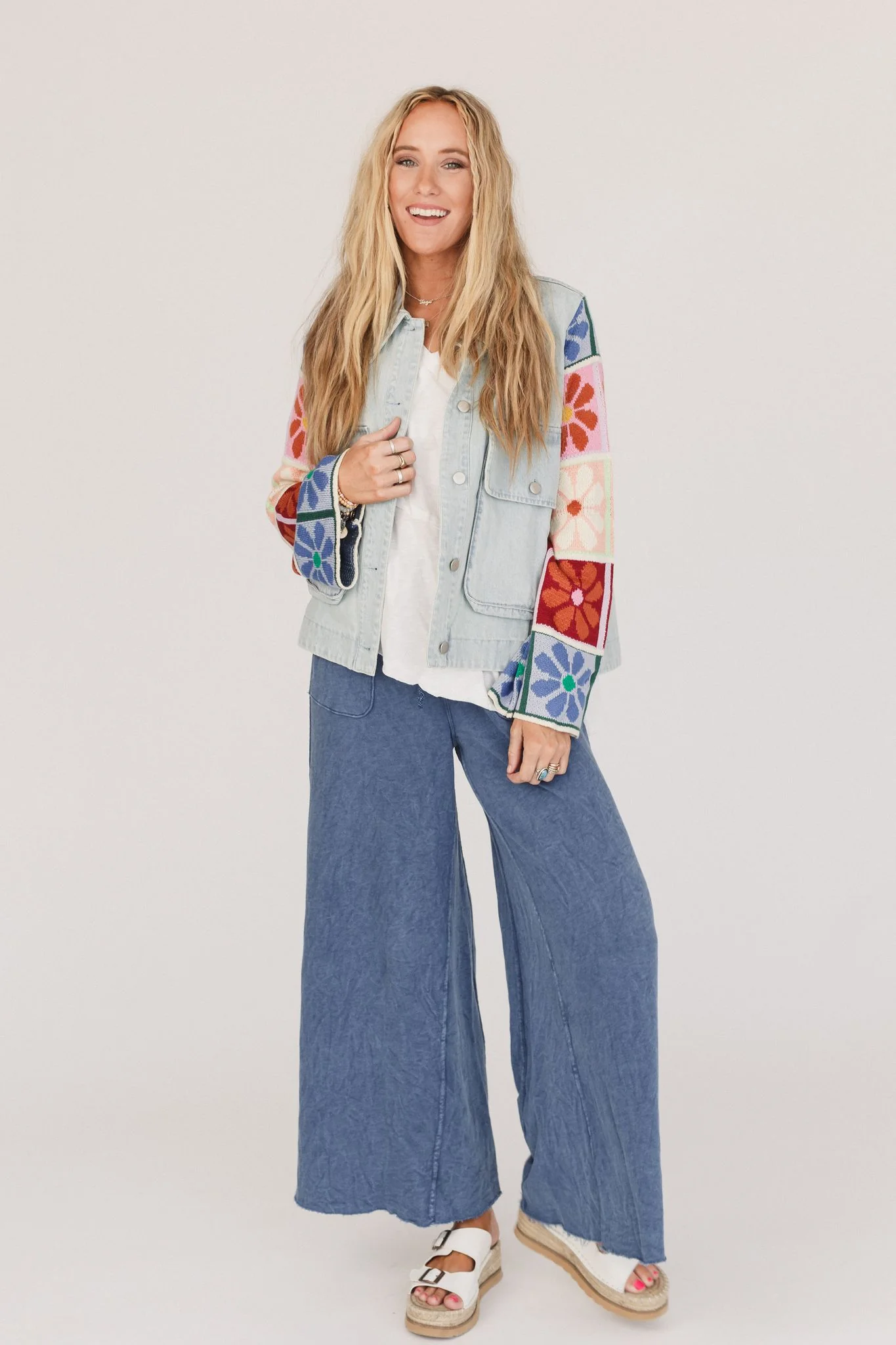 Dahlia Sweater Denim Jacket - Light Denim - Image 3