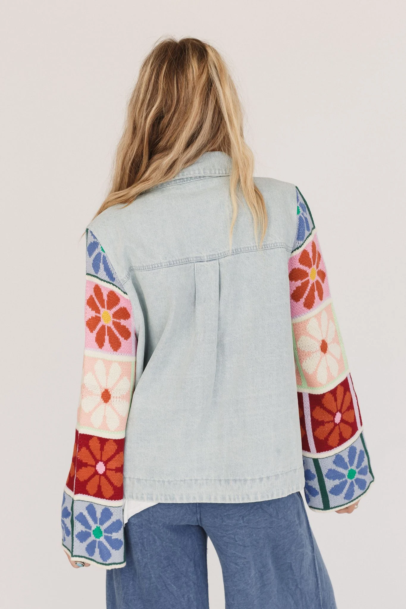Dahlia Sweater Denim Jacket - Light Denim - Image 5