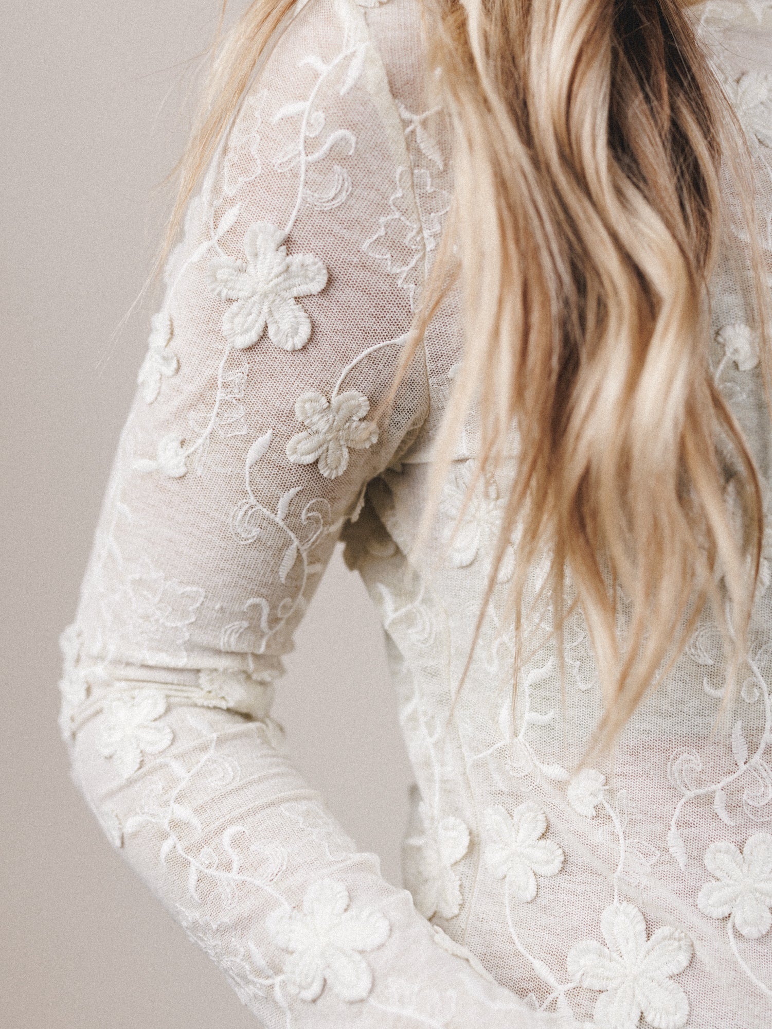 Daisy Veil Mesh Top  - Ivory - Image 3