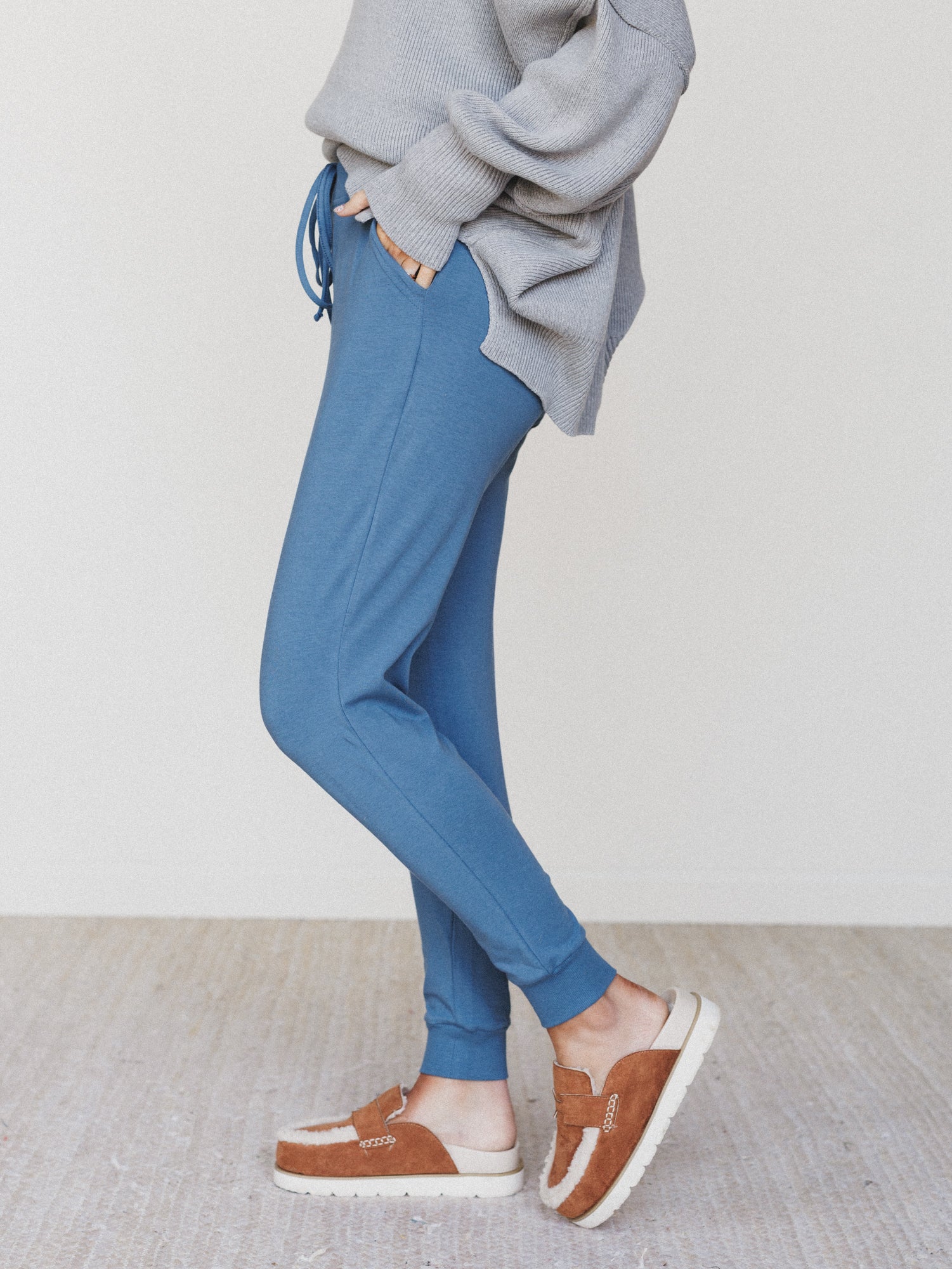 Dani Jogger Lounge Pant - Dusty Blue - Image 2