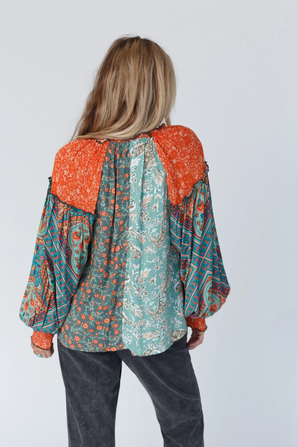 Danielle Mixed Floral Printed Top - Mint - Image 4