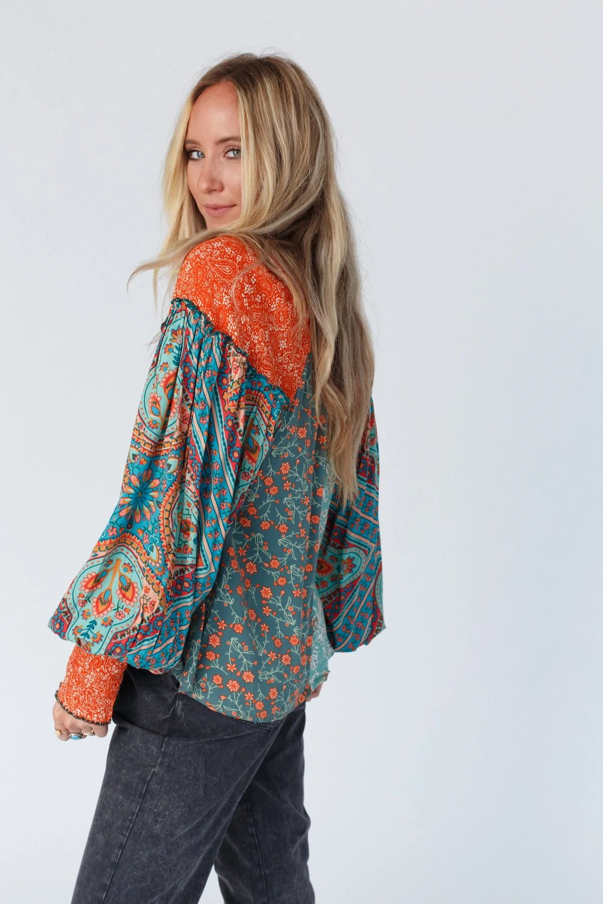 Danielle Mixed Floral Printed Top - Mint - Image 8