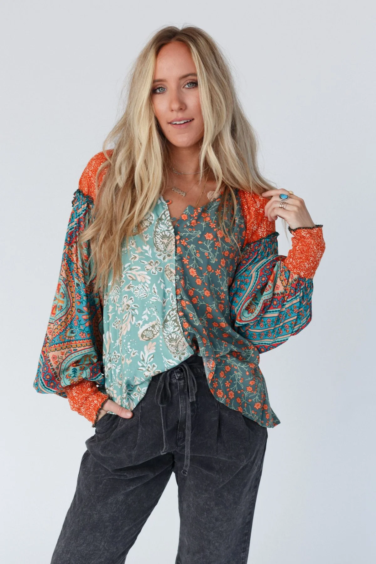 Danielle Mixed Floral Printed Top - Mint - Pre Order