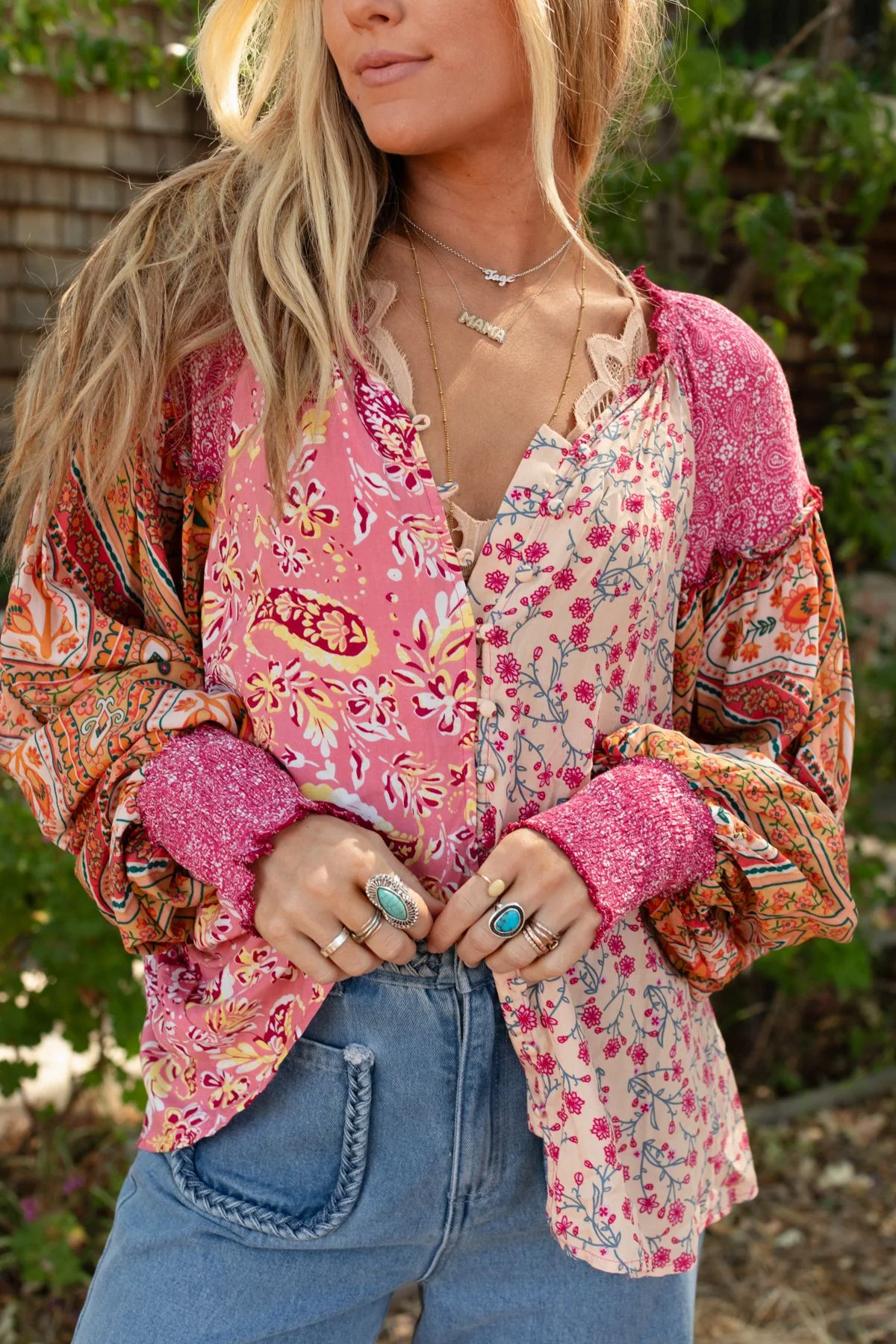 Danielle Mixed Floral Printed Top - Pink - Image 3
