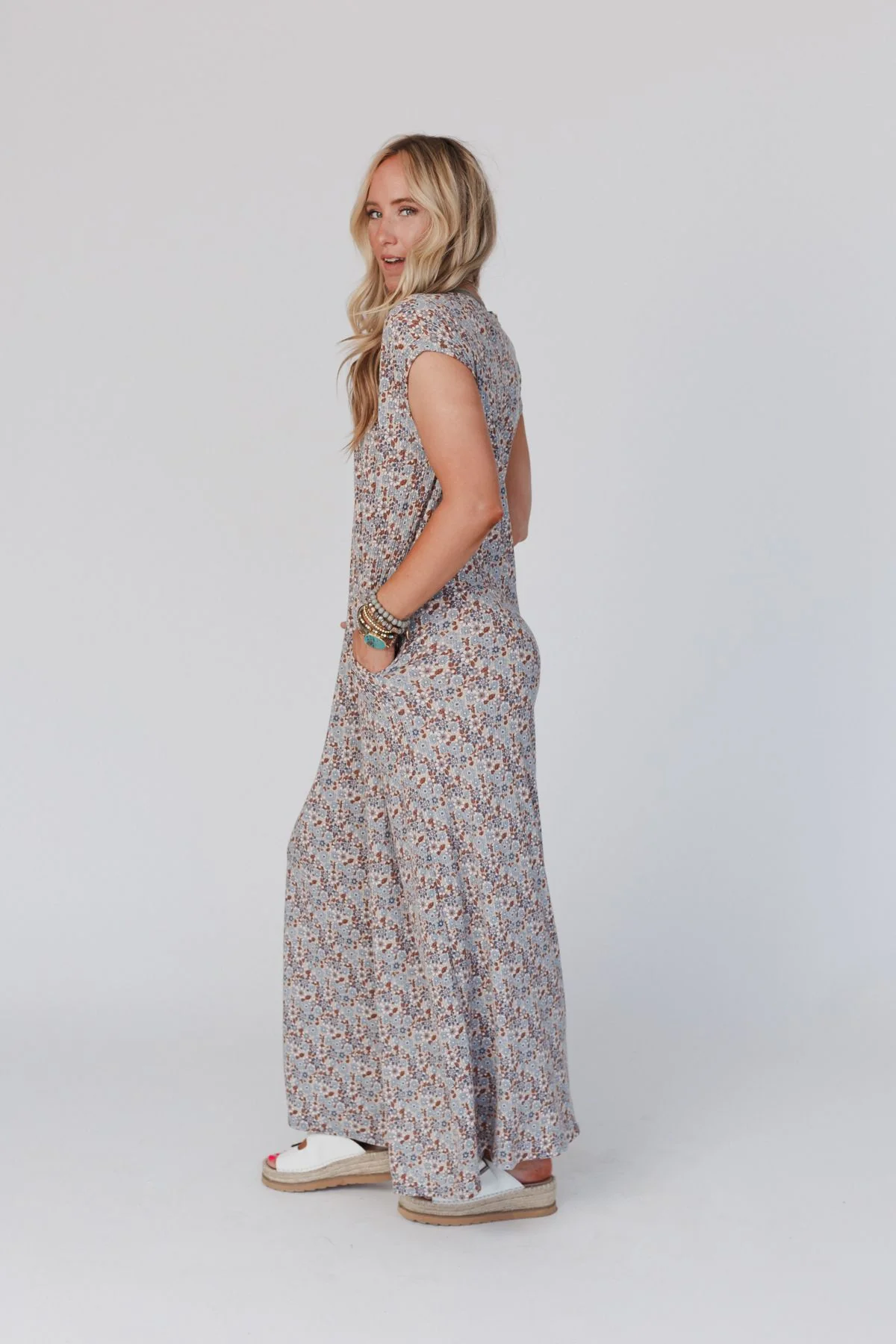 The Nest Daphne Floral Print Jumpsuit - Blue - Image 4