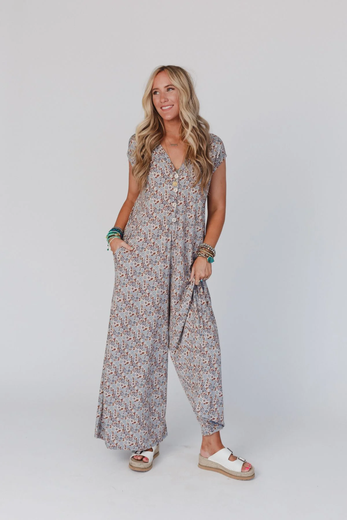 The Nest Daphne Floral Print Jumpsuit - Blue - Image 5