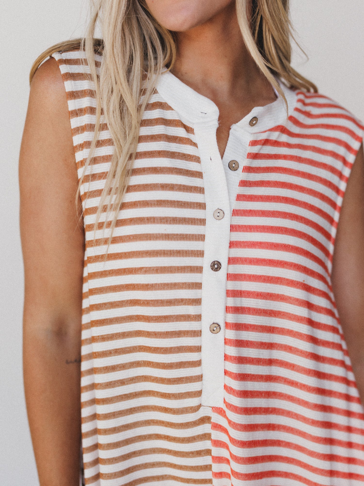 Daphne Striped Wide Leg Jumpsuit - Coral Multi - Image 3