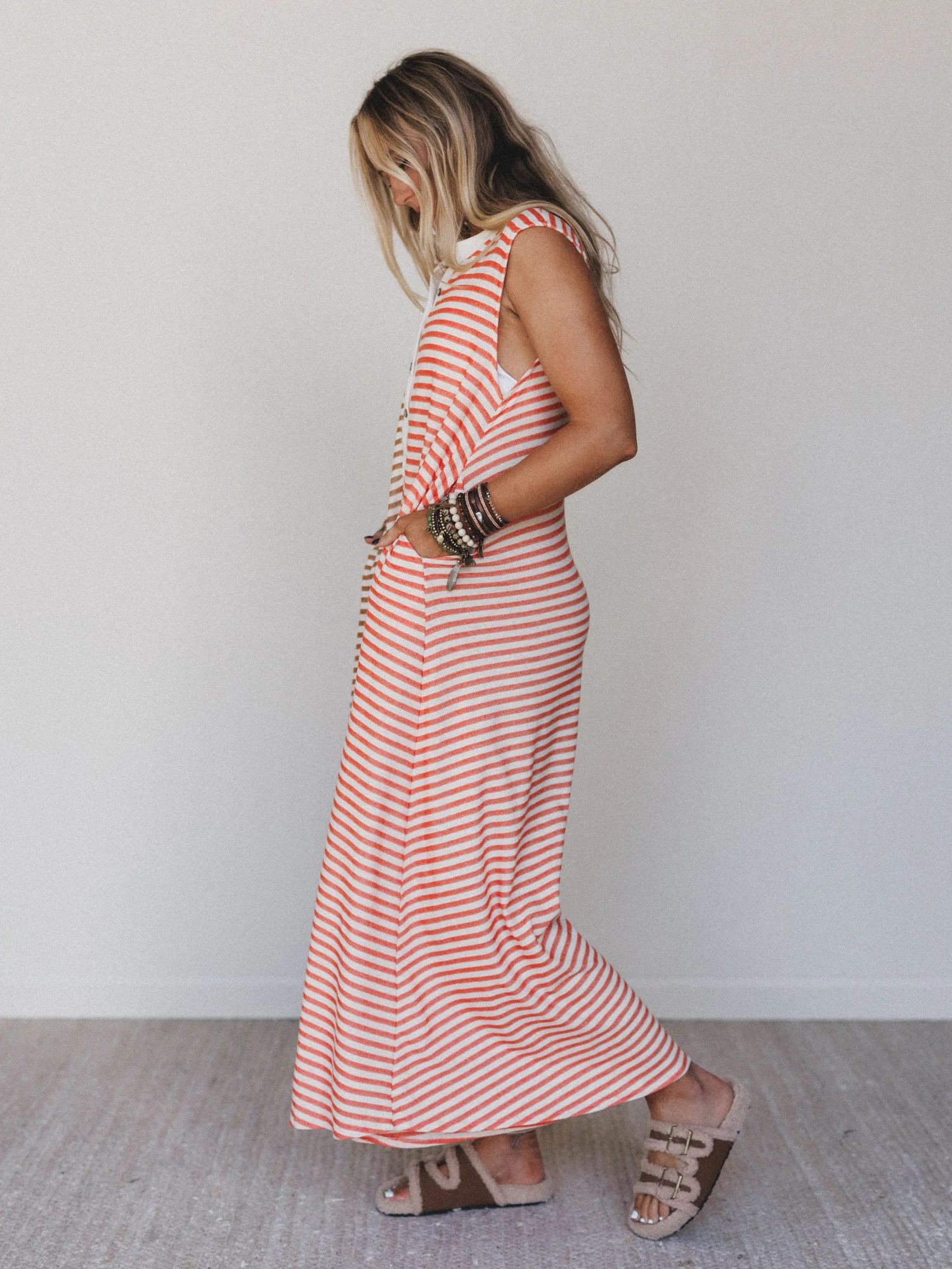 Daphne Striped Wide Leg Jumpsuit - Coral Multi - Image 4
