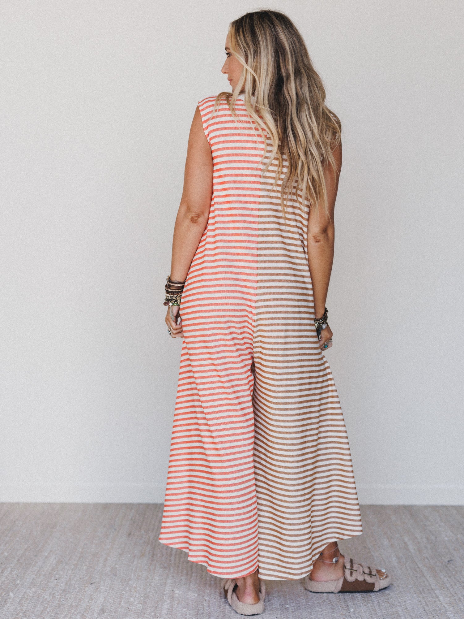 Daphne Striped Wide Leg Jumpsuit - Coral Multi - Image 5