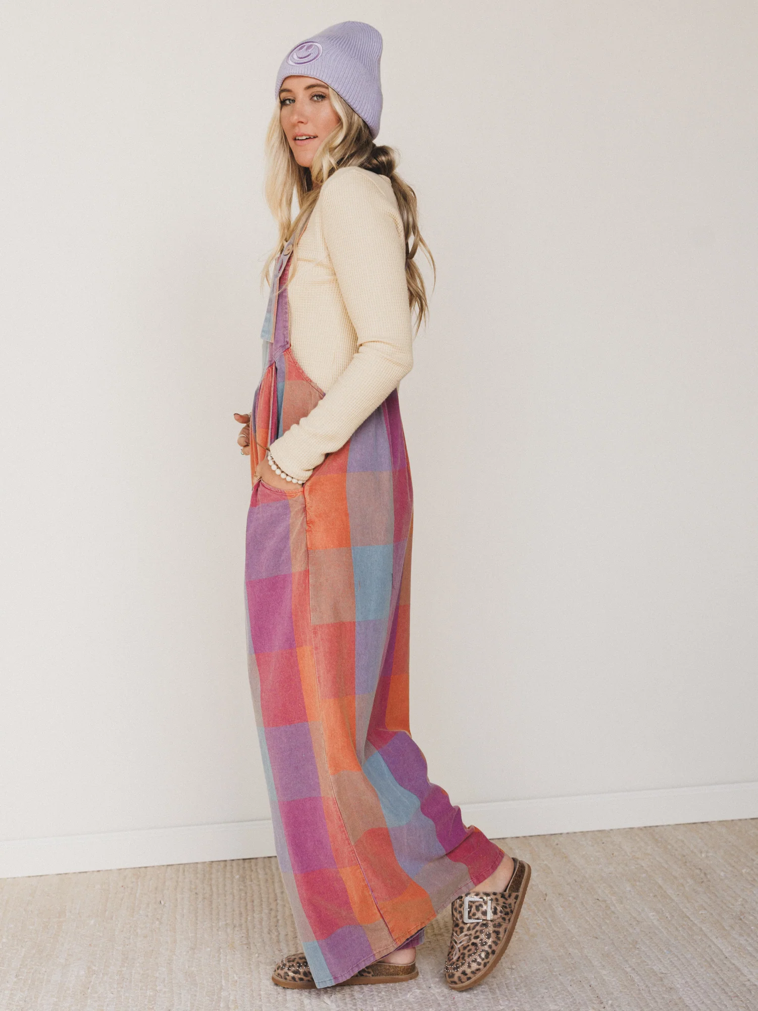 Delyah Plaid Pattern Overalls - Multi - Image 2