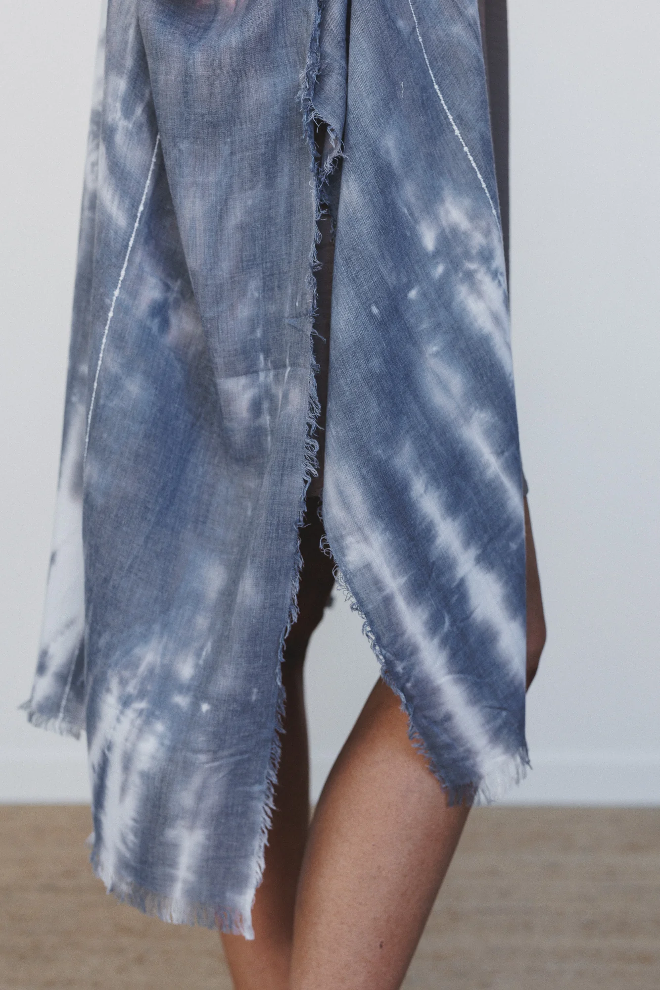 Demi Tie Dye Frayed Hem Kimono - Black - Image 3