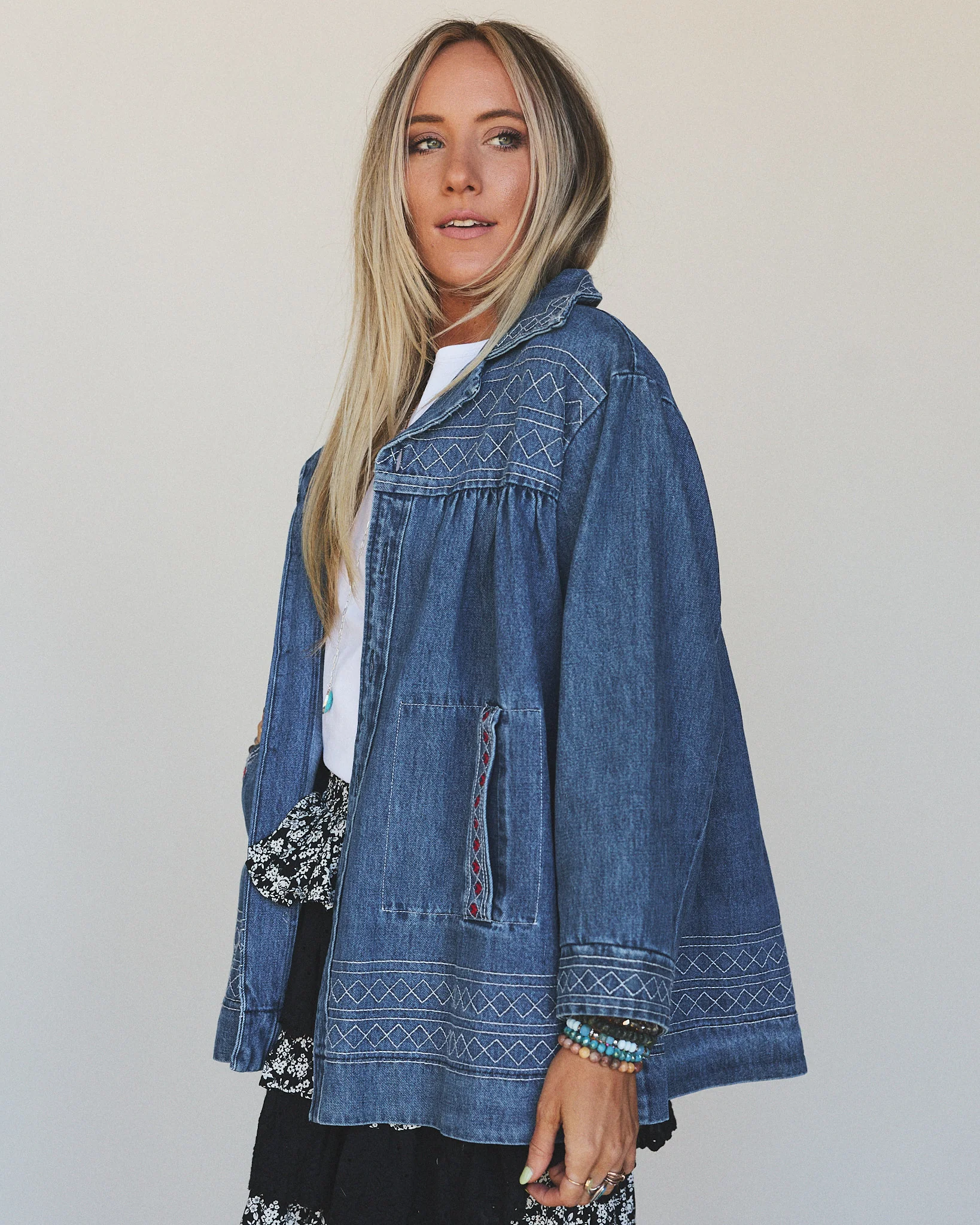 Denim Joy Jean Embroidered Jacket - Medium Wash