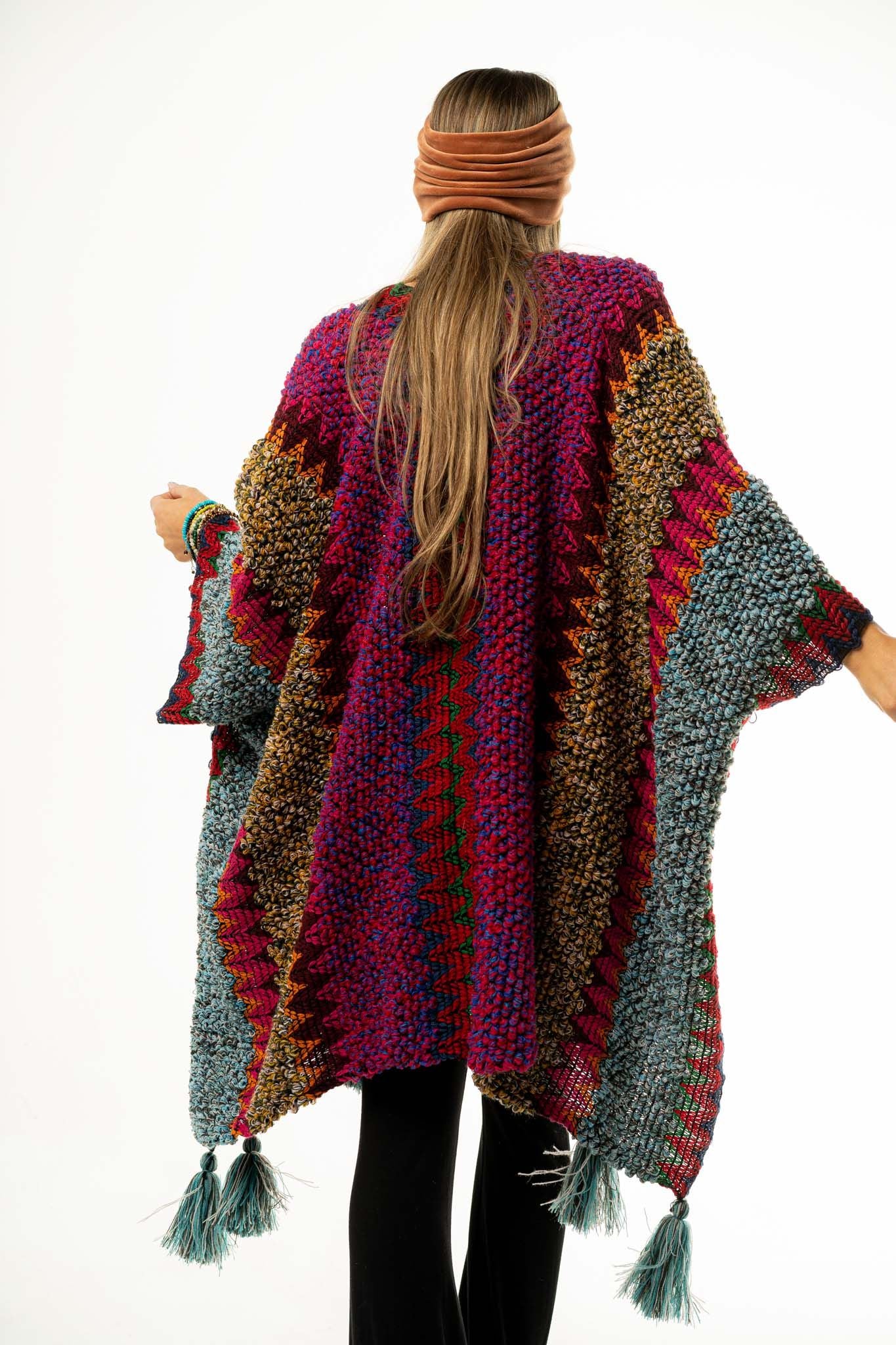 Desert Dreams Crochet Ruana - Magenta - Image 4