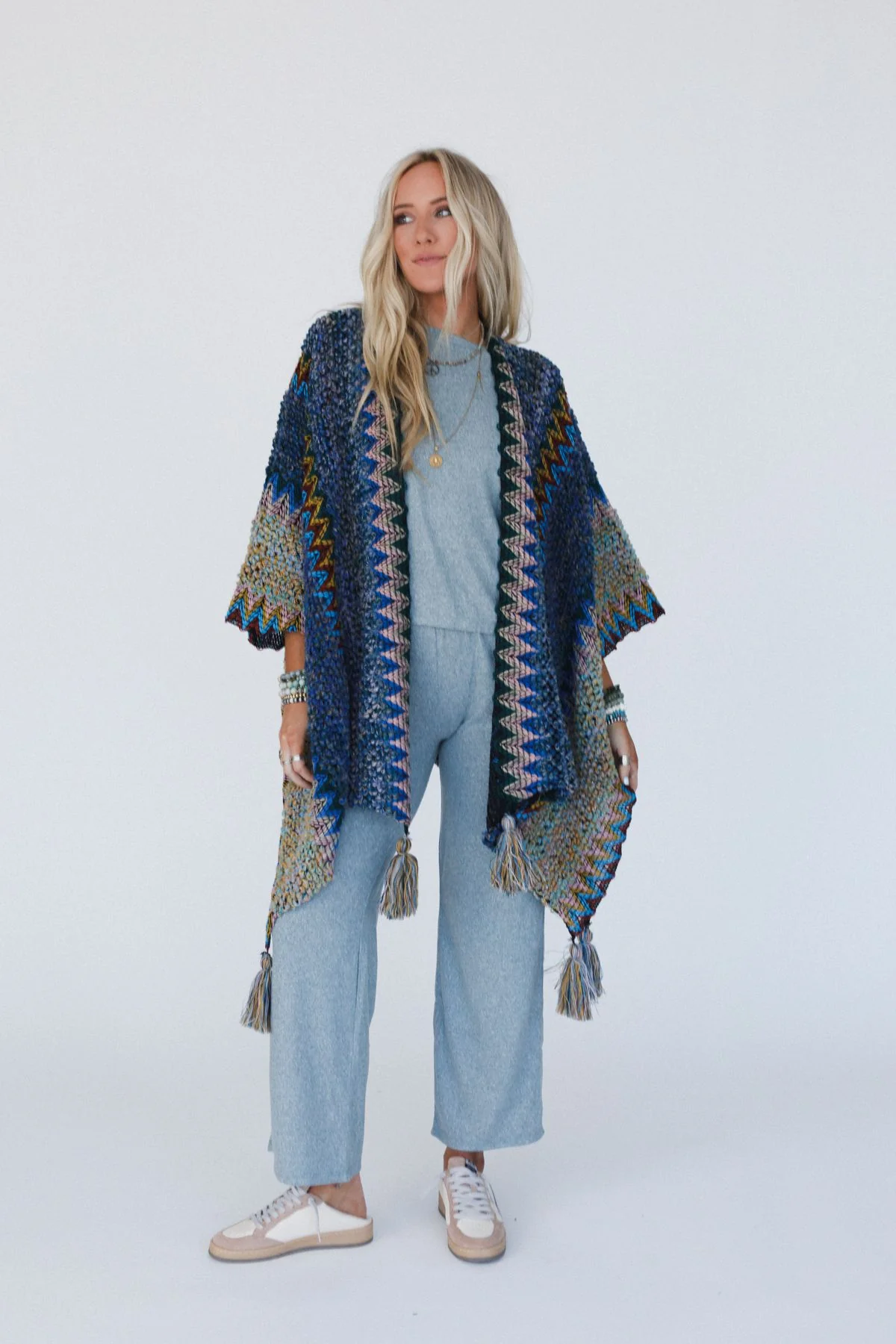 Desert Dreams Crochet Ruana - Cobalt - Image 10