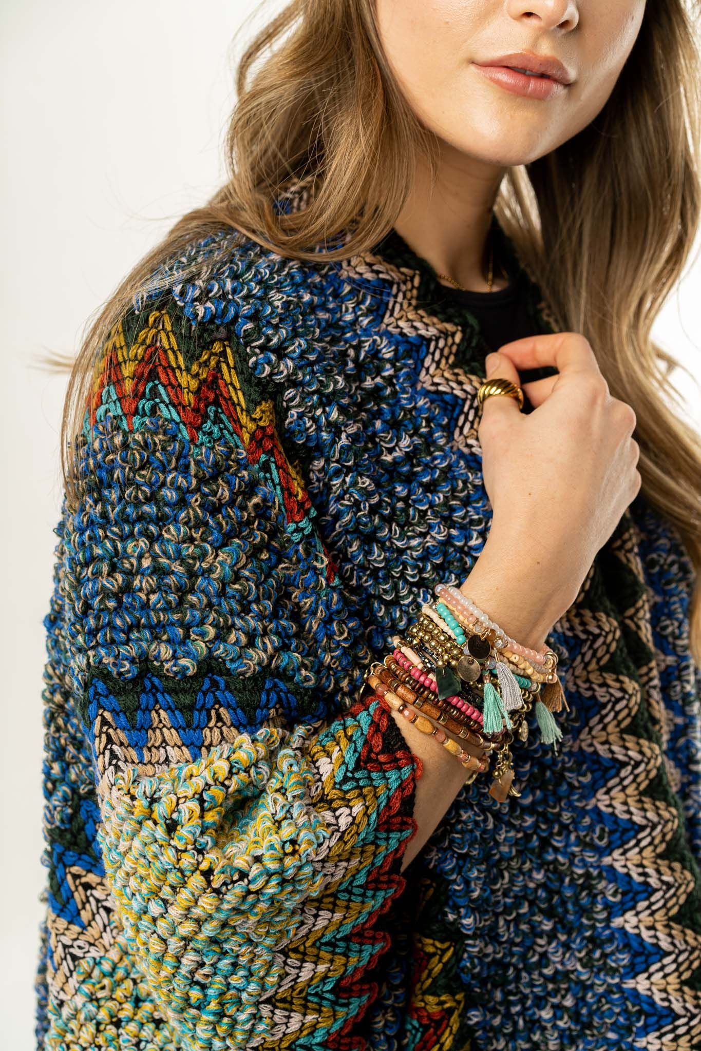 Desert Dreams Crochet Ruana - Cobalt - Image 17