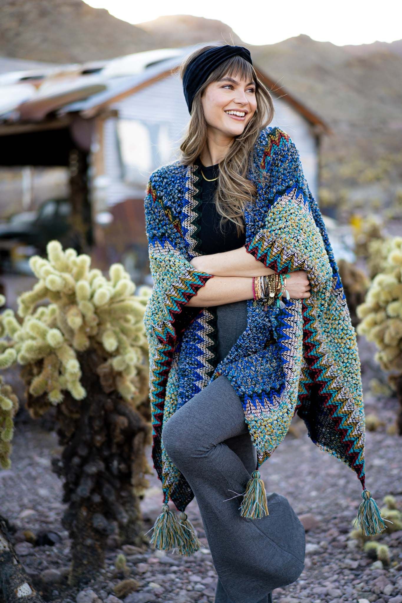 Desert Dreams Crochet Ruana - Cobalt - Pre Order - Image 2