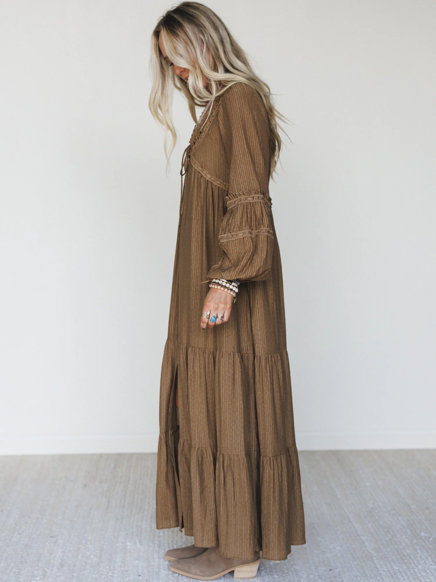 Desert Soul Button Up Dress - Camel - Image 5