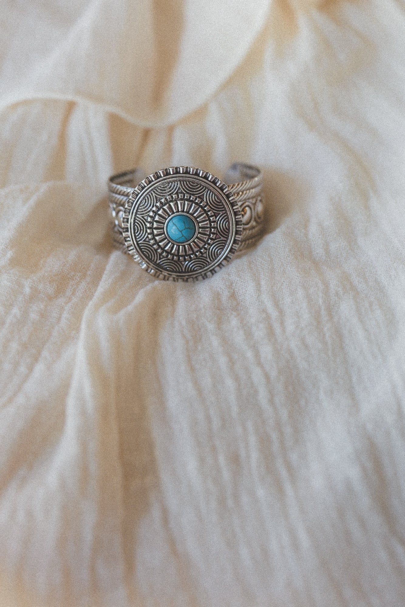 Desert Sunstone Stamped Cuff Bracelet - Turquoise - Image 2