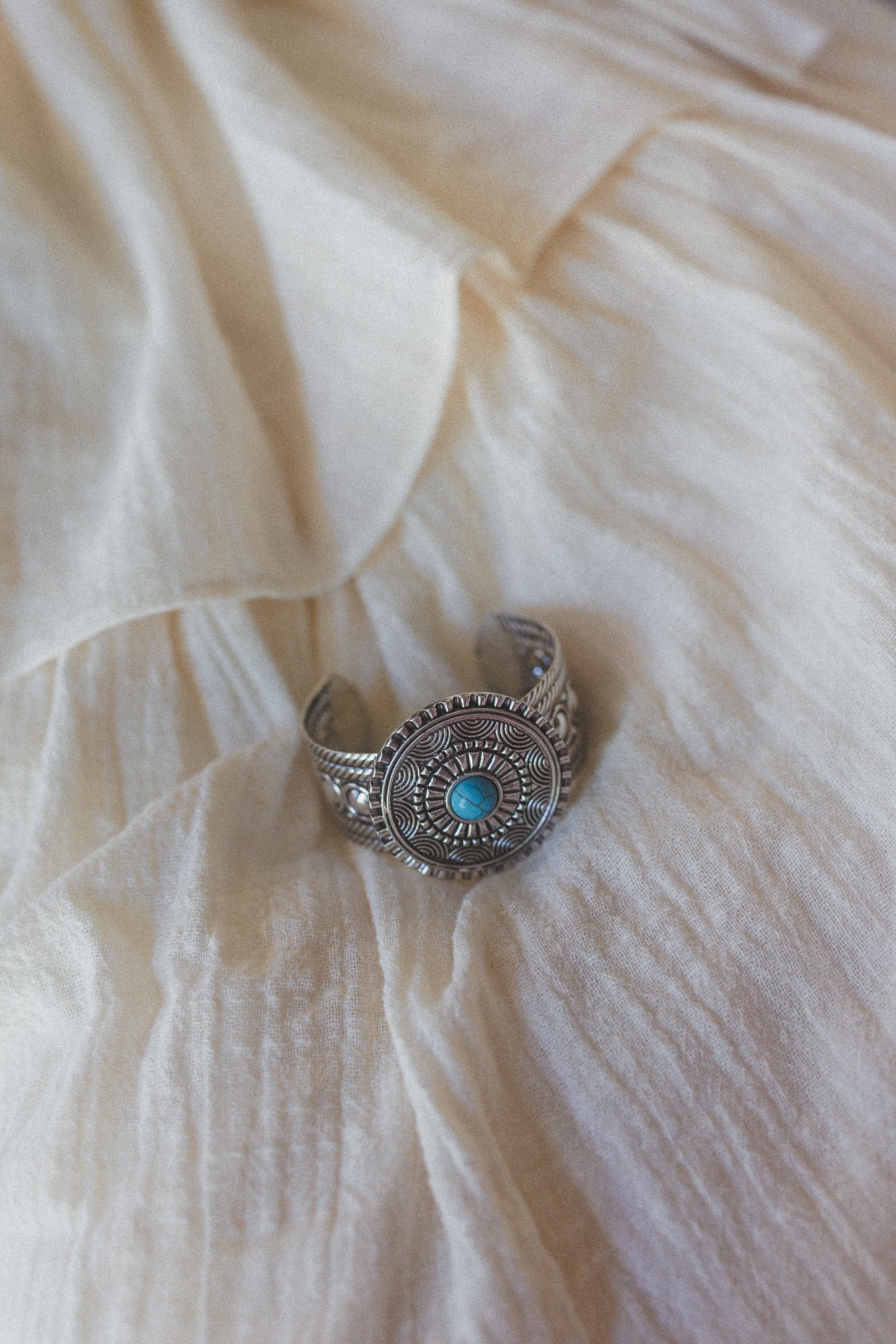 Desert Sunstone Stamped Cuff Bracelet - Turquoise - Image 3