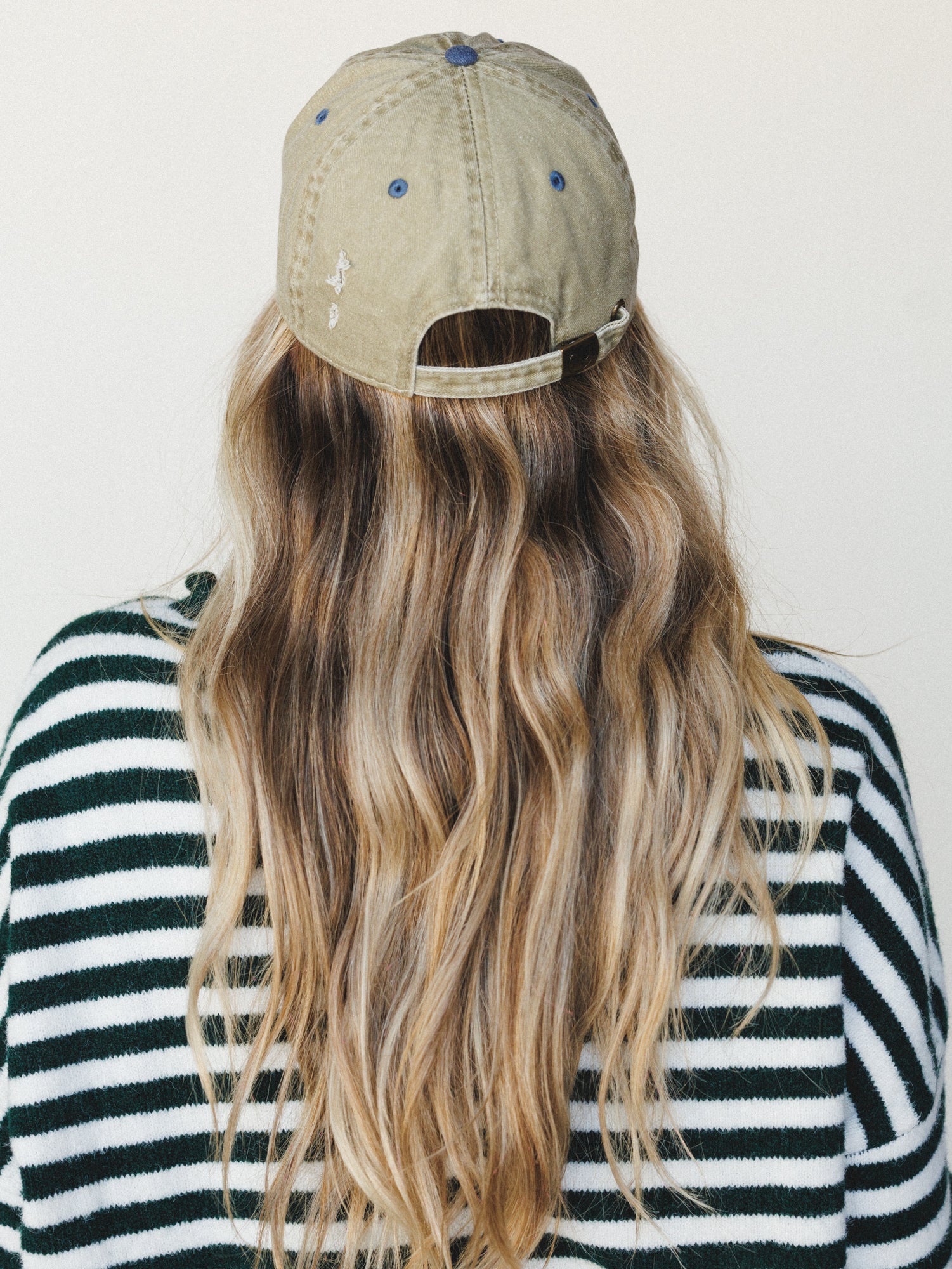 Distressed Baseball Cap Dad Hat
- Two Tone Khaki Blue - Image 5