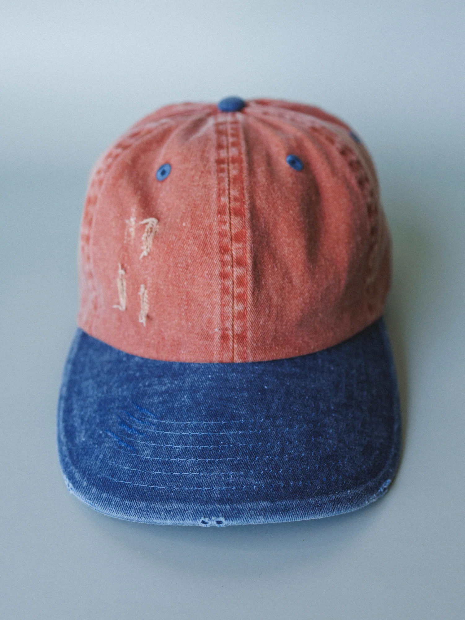 Distressed Baseball Cap Dad Hat
- Two Tone Orange Blue - Image 5