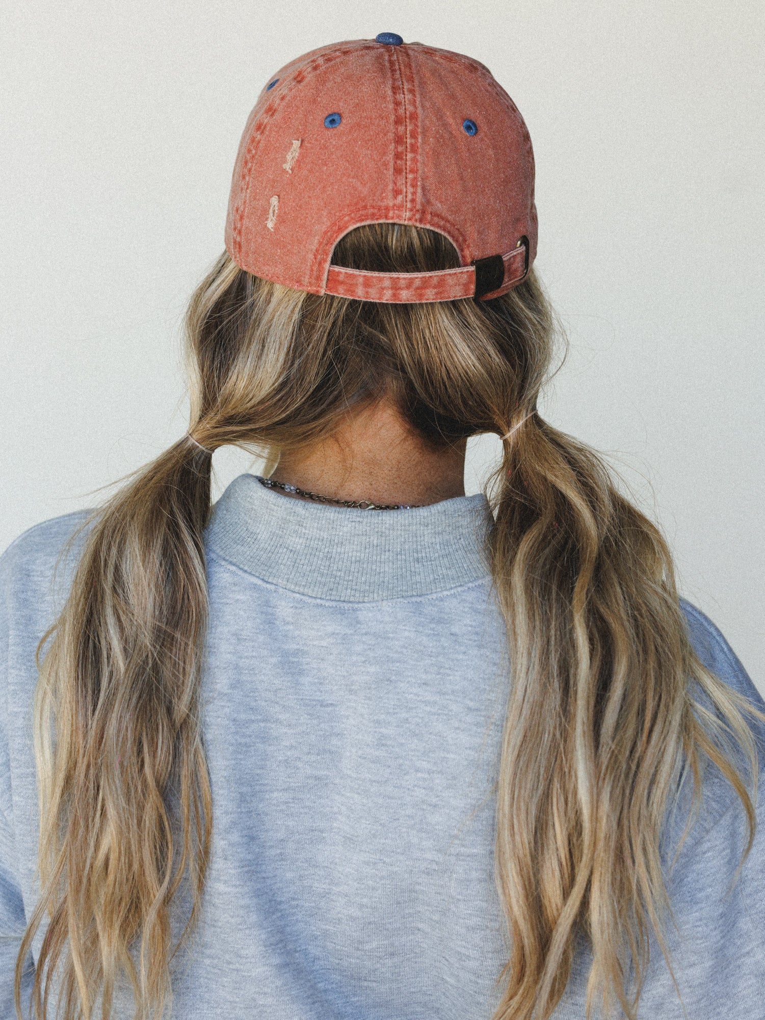 Distressed Baseball Cap Dad Hat
- Two Tone Orange Blue - Image 7