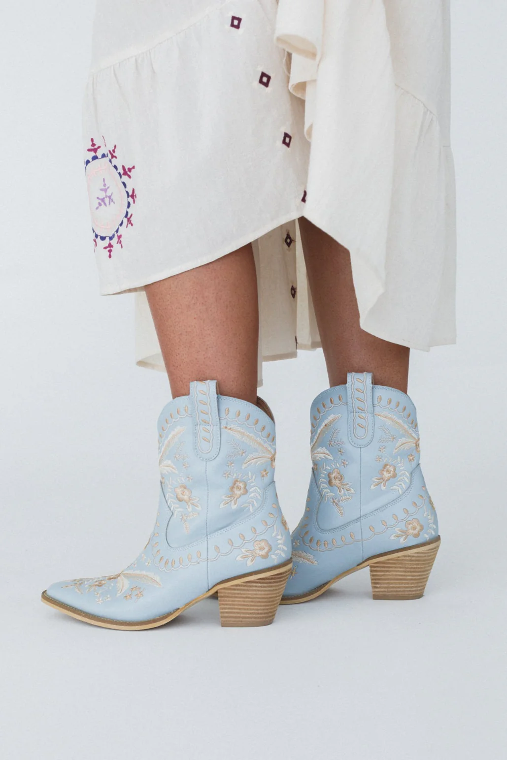 Dolly Embroidered Cowboy Boot - Blue