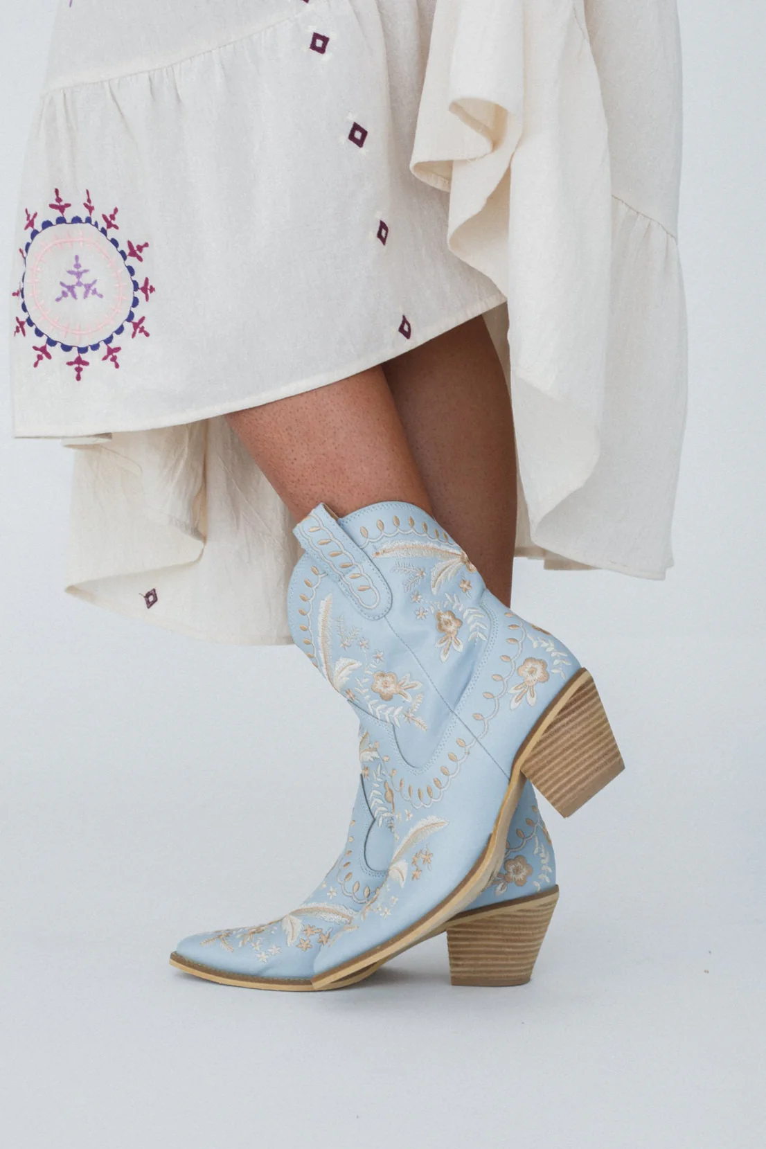 Dolly Embroidered Cowboy Boot - Blue - Image 3