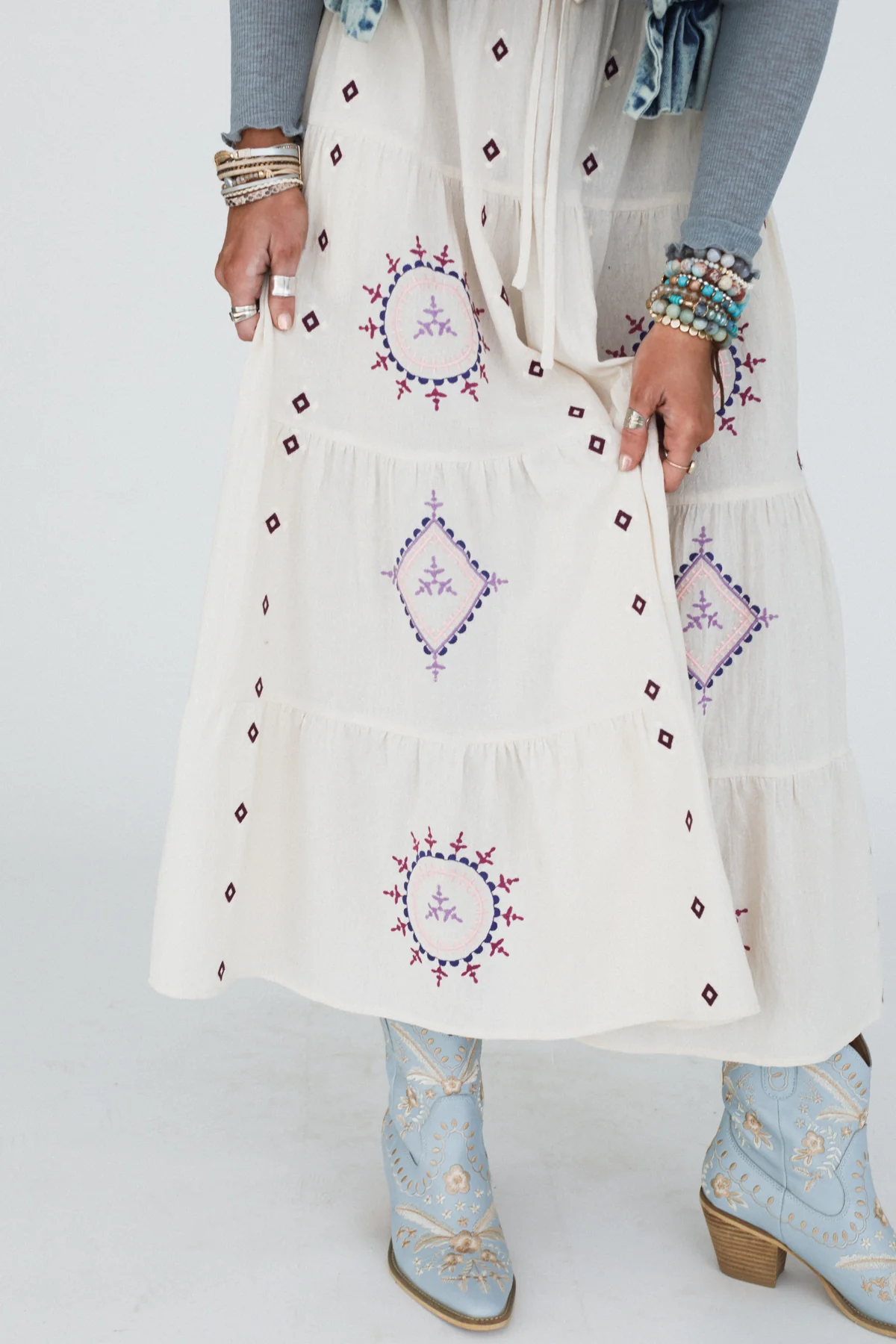Dolly Embroidered Cowboy Boot - Blue - Image 5
