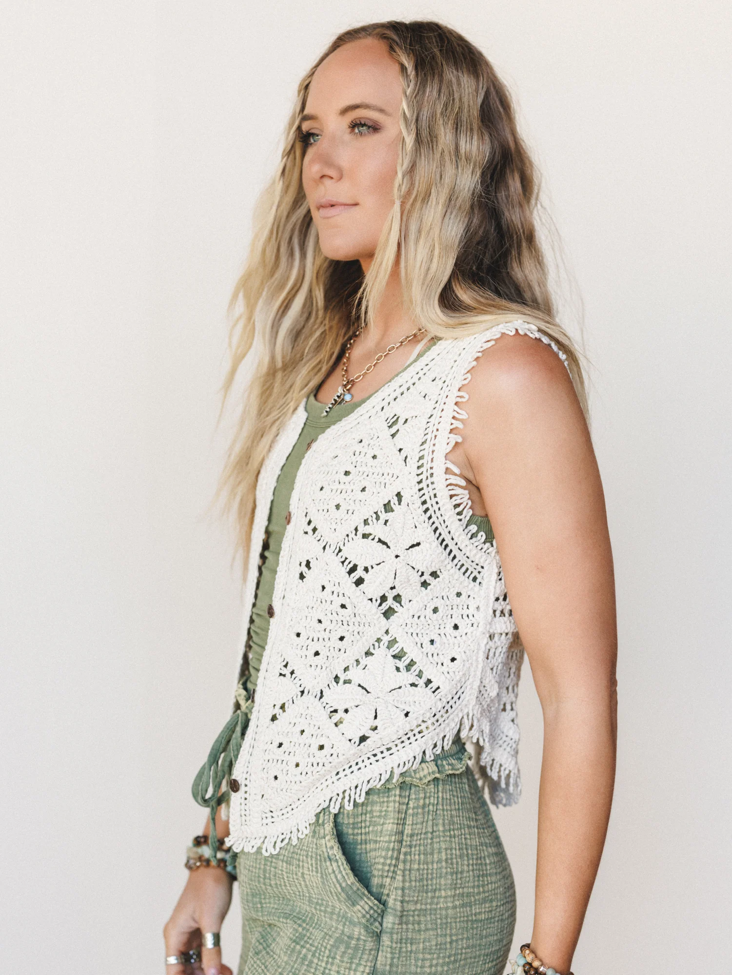 Doris Crochet Vest - Ivory - Image 6