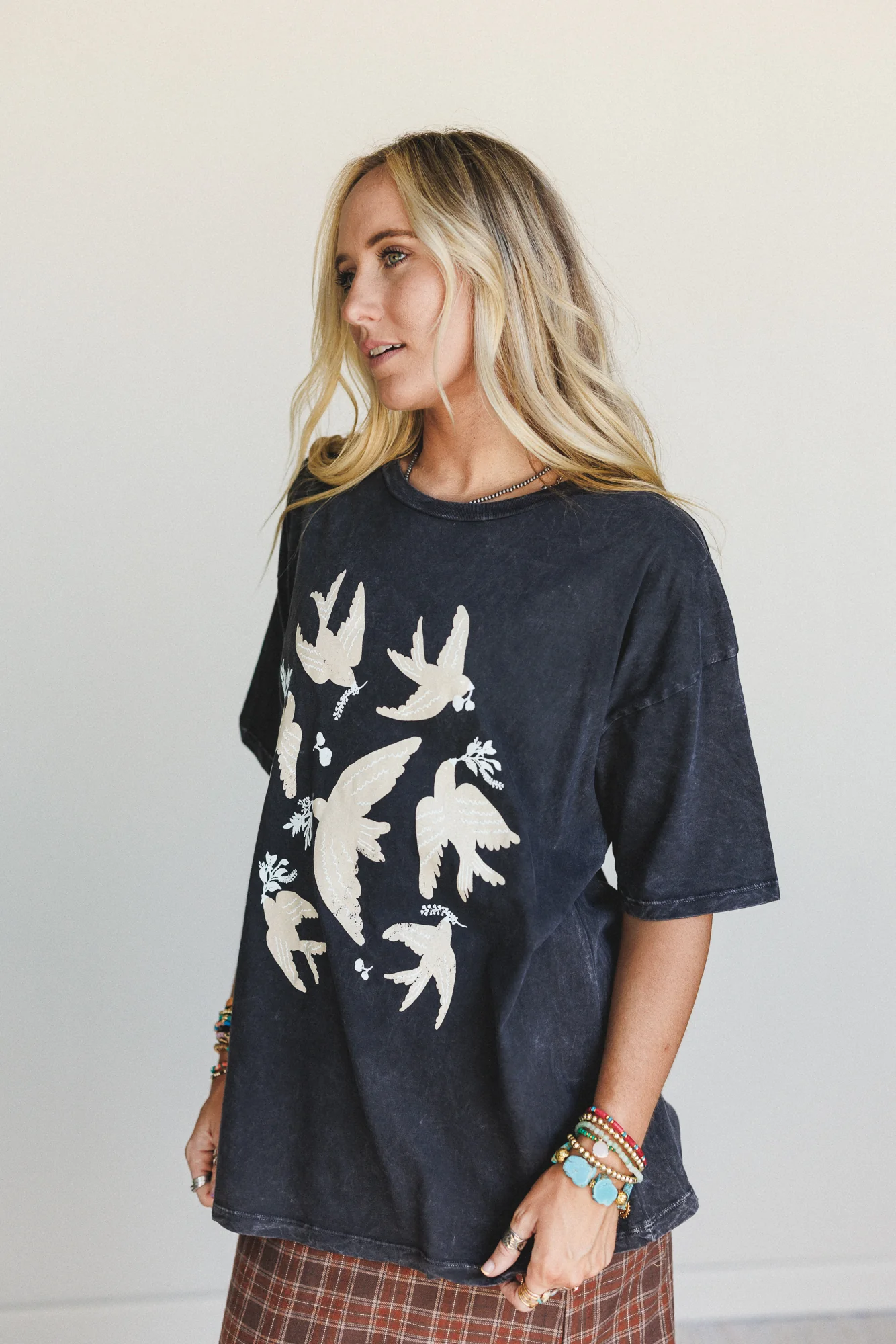 Doves Fly Graphic Tee - Charcoal - Image 3