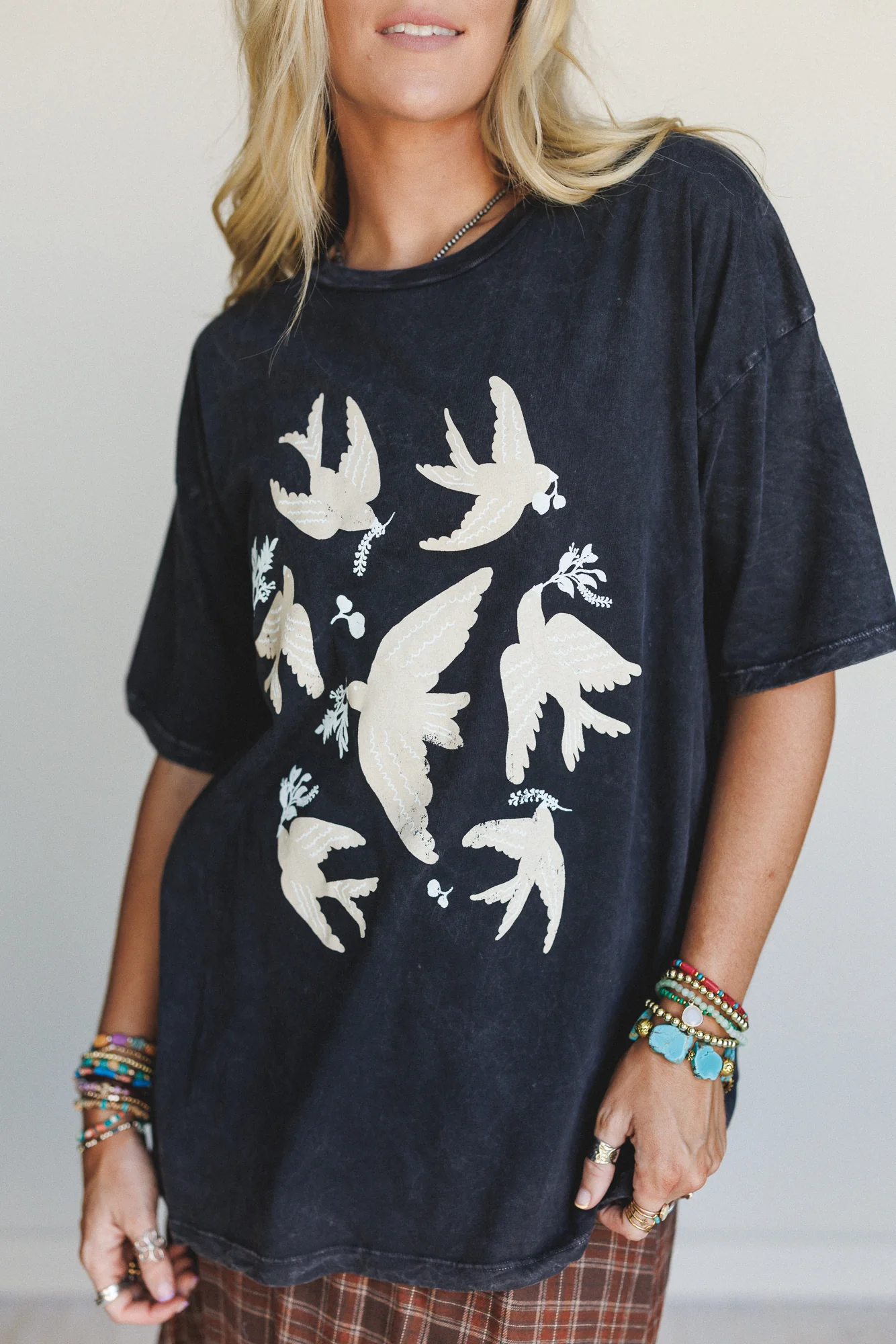 Doves Fly Graphic Tee - Charcoal - Pre Order