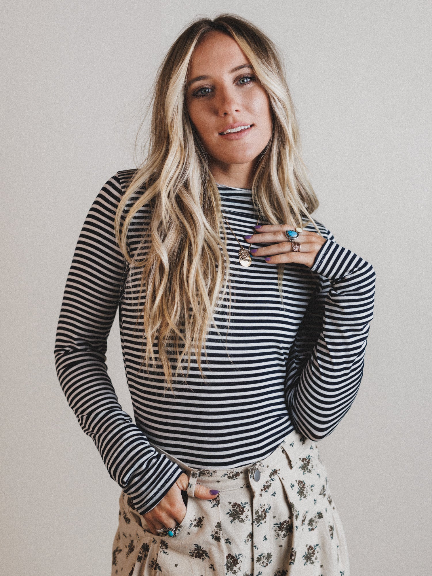Dream Again Striped Top - Navy - Image 2